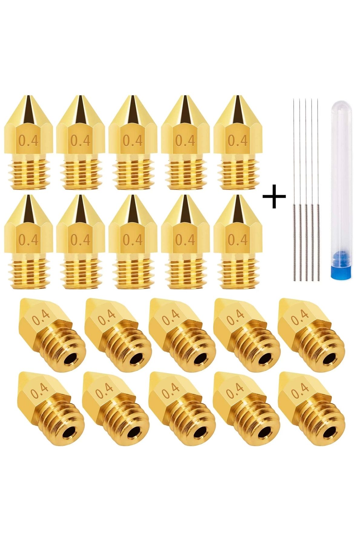 Filamentmarketim 0.4 Mm Pirinc Mk-8 Nozzle 10 Adet 10 Adet Temizleme Iğnesi