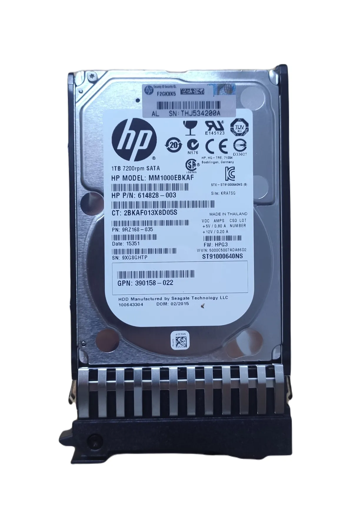 HP 1 Tb 3g 7,2k Rpm 2,5 Sata Mdl Hard Disk 626162-001 Mm1000ebkaf