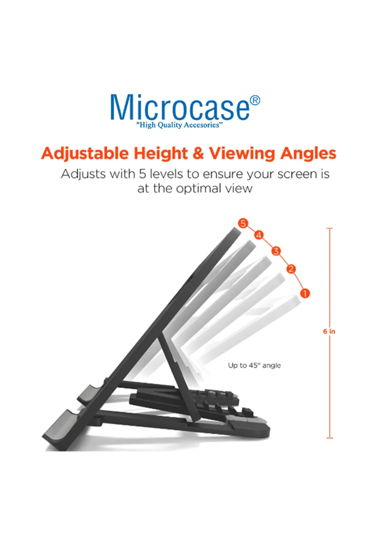 Microcase 10-16 Inch Macbook Notebook Laptop Için Stand 6 Kademeli Masaüstü Tutucu - Al3480