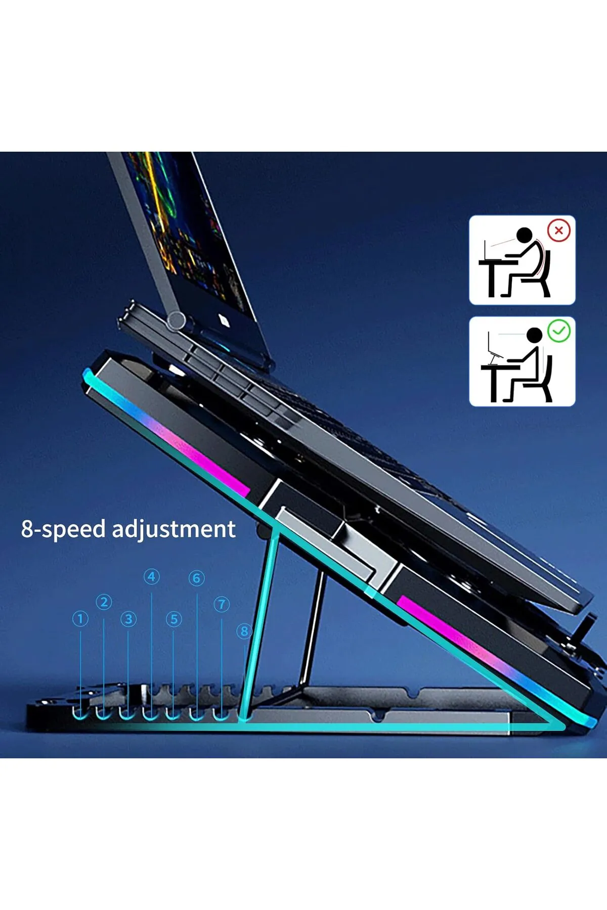 Coverzone -10 Şok Soğutma Profesyonel Birinci Sınıf Dizüstü Bilgisayar Notebook Soğutucu RGB Renkli LZ-D12