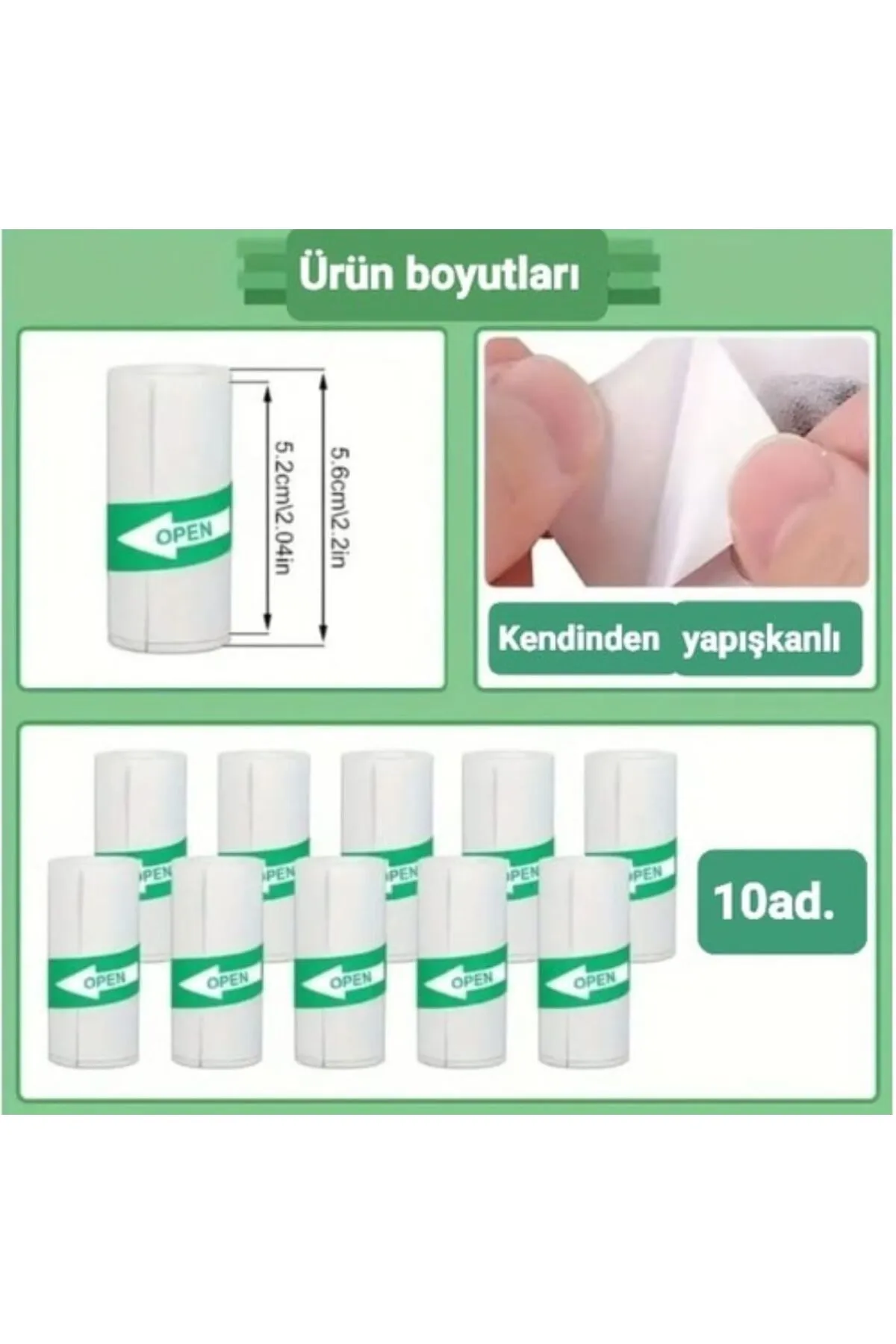 Moulosy 10 X Mini Taşınabilir Yazıcı Yapışkanlı Rulo Termal Kağıt 58mm