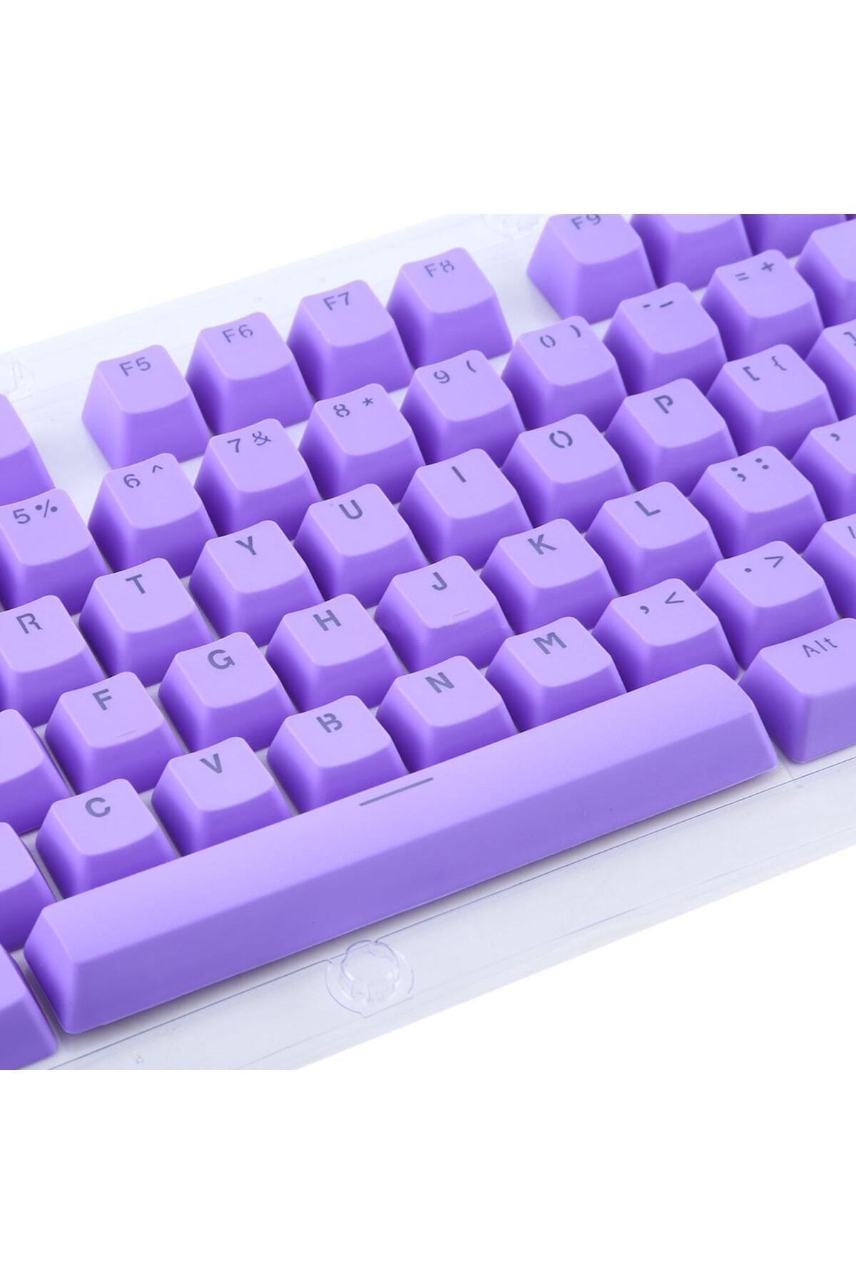 Nikadu 104 Tuş Universal Renkli Mekanik Klavye Tuş Takımı Kapağı Keycap Eflatun