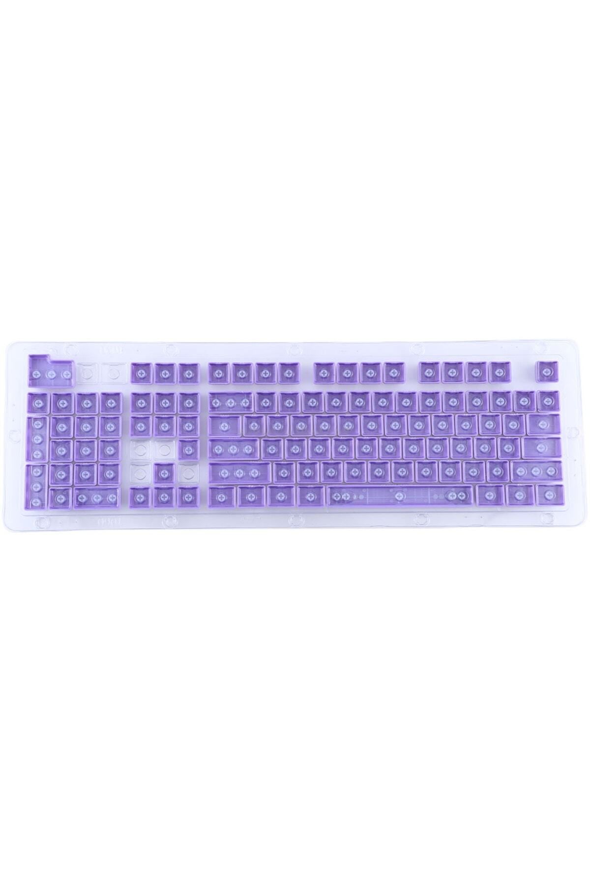 Nikadu 104 Tuş Universal Renkli Mekanik Klavye Tuş Takımı Kapağı Keycap Eflatun