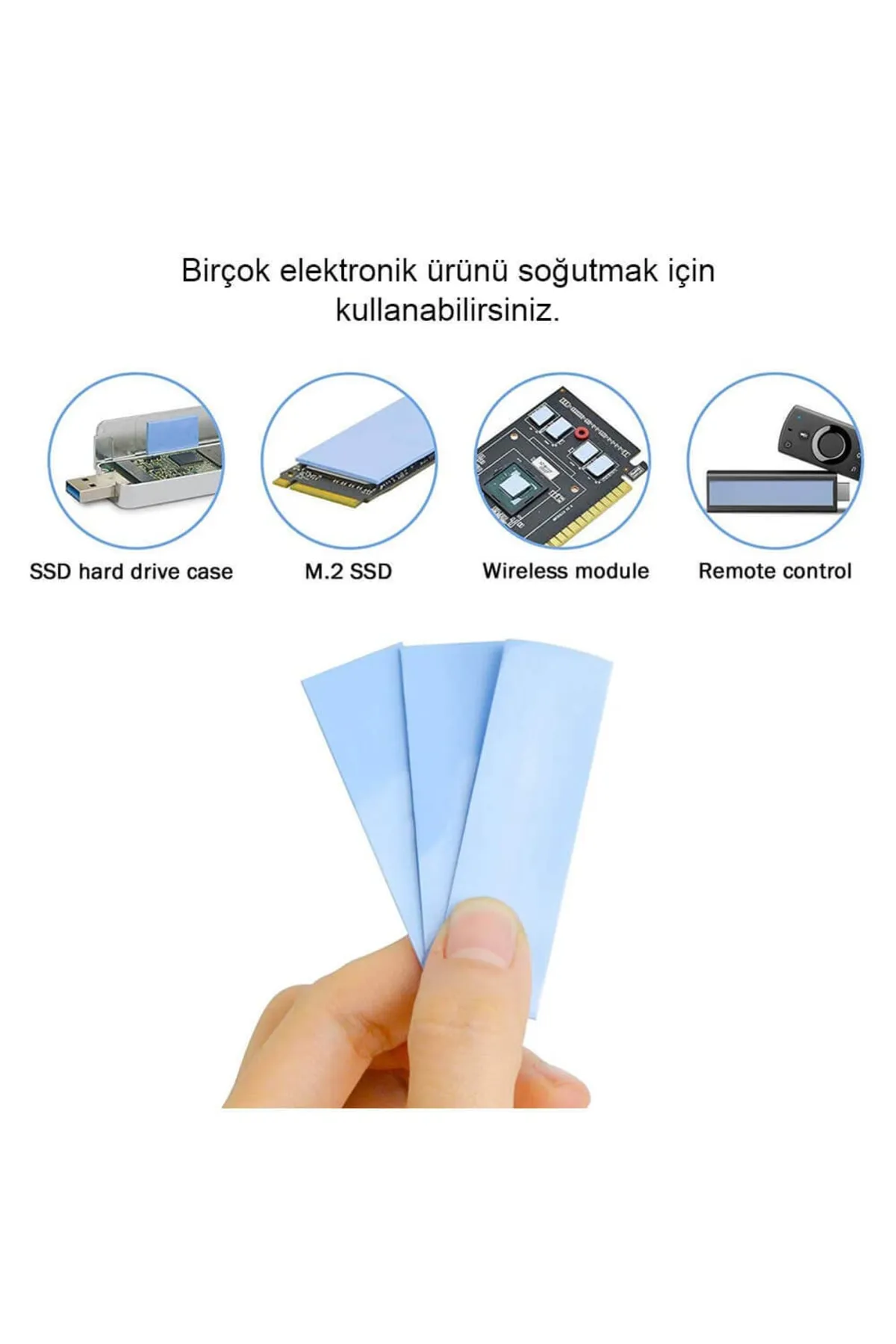 WOZLO 1.0mm*22*70mm Termal Pad M2 Ssd Chipset Soğutucu - 7x2cm Silikon Iletken - Mavi - 3.6w/mk