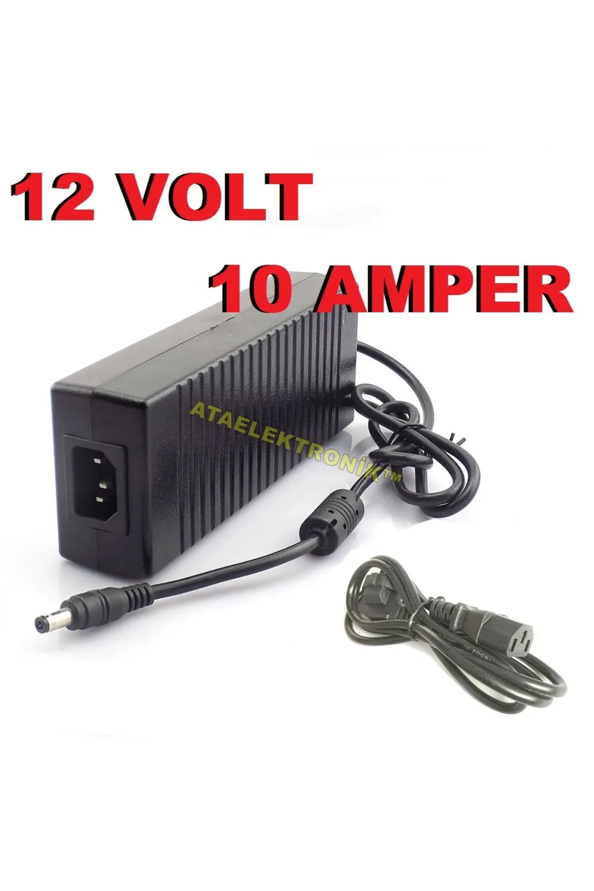 ATAELEKTRONİK 12 Volt 10 Amper Plastik Kasa 12v 10a Adaptör Trafo Tırafo Dvr Kamera Vs. Uyumlu