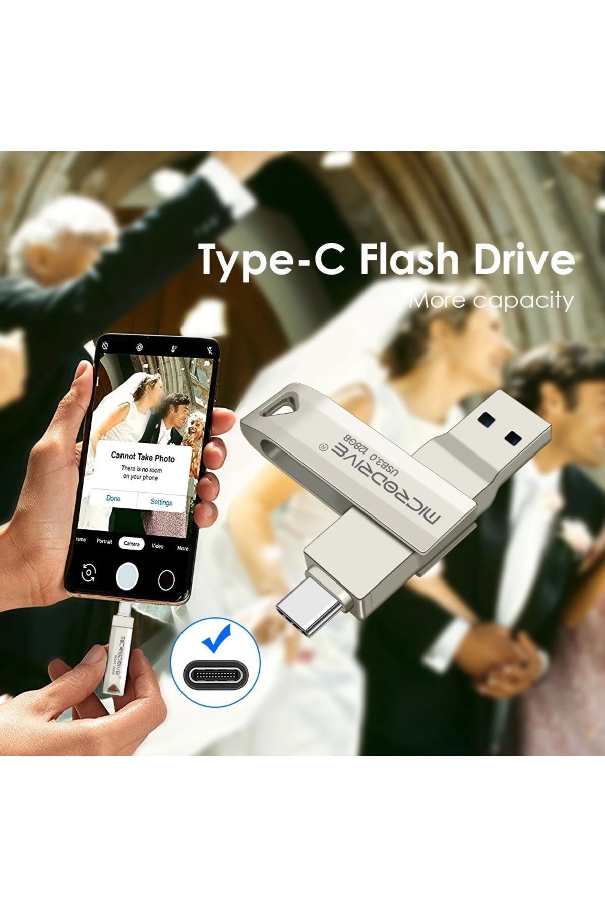 Laula 128gb / 64gb Type C Ve Usb Flash Bellek Otg Çift Giriş 3.0 2in1 (MİCRODRİVE)