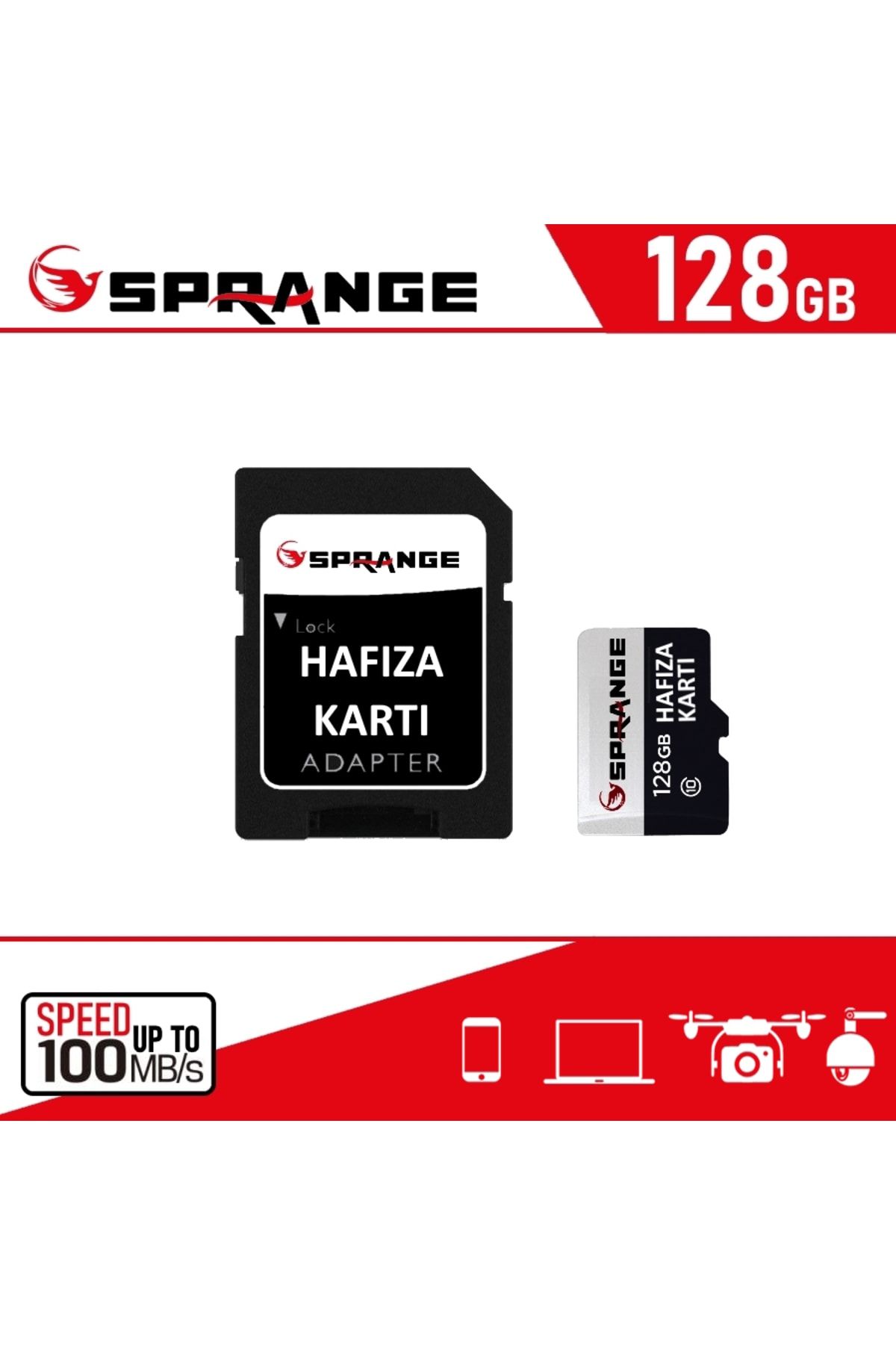 Sprange 128gb Hafıza Kartı 100mb/s Class 10 4k Video Kayıt