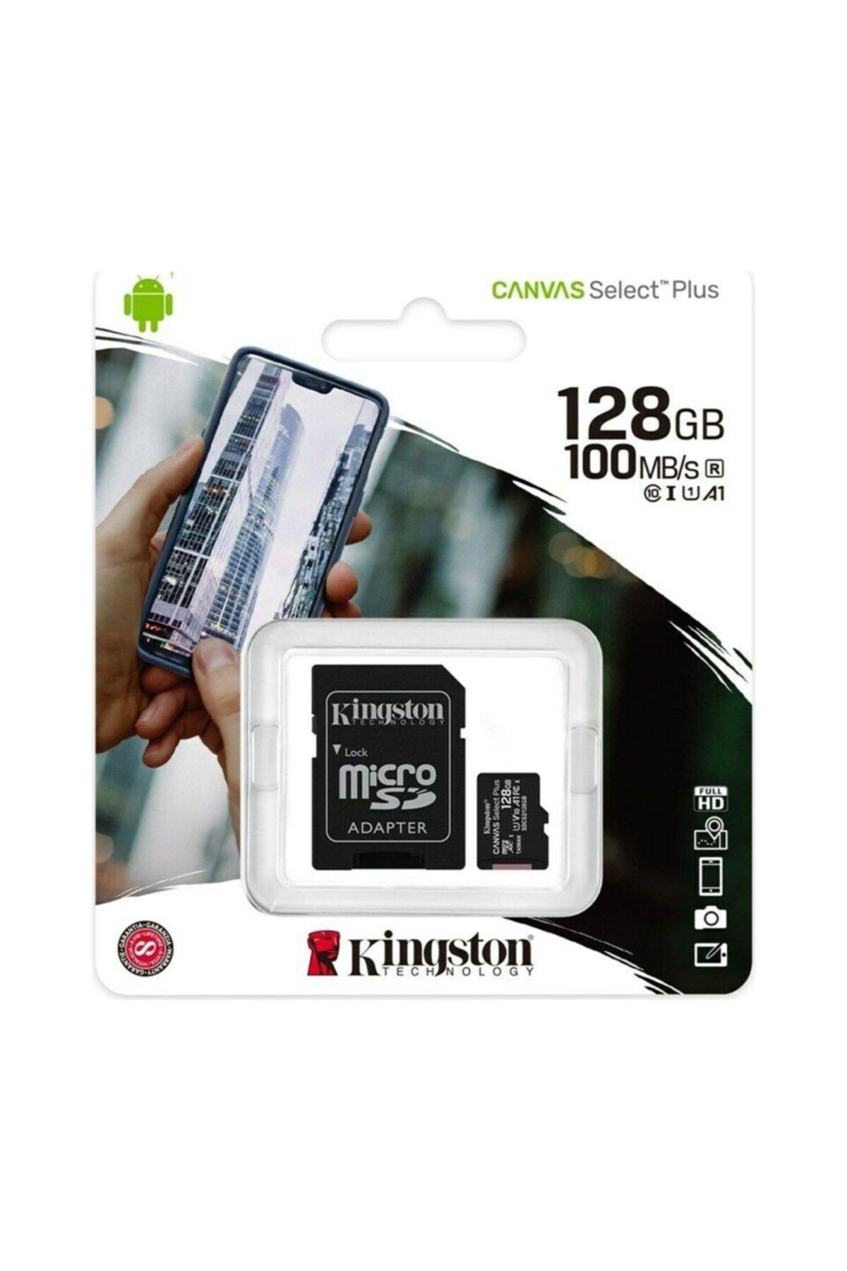 Kingston 128gb Microsd Kıngston Canvas Sdcs2/128gb U1 Class 10 Hafıza Kartı 80mb/sn