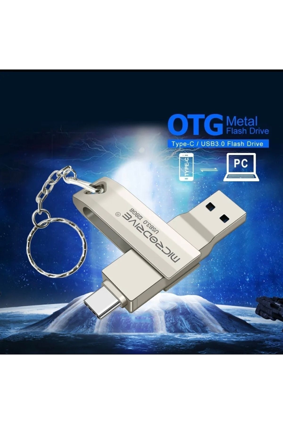 MicroDrive 128gb. Type-c Ve Usb 3.0 Hızlı Usb Flash Bellek Otg Çift Girişli Metal Sağlam Orginal