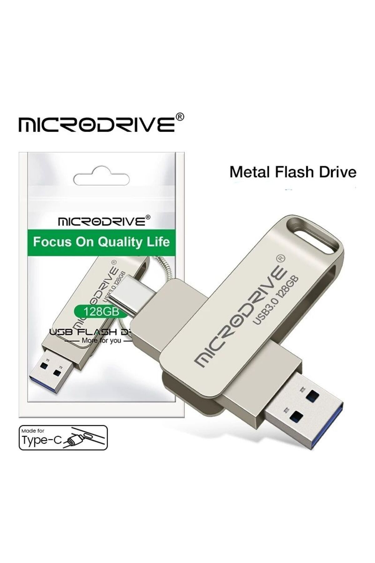 MicroDrive 128gb. Type-c Ve Usb 3.0 Hızlı Usb Flash Bellek Otg Çift Girişli Metal Sağlam Orginal