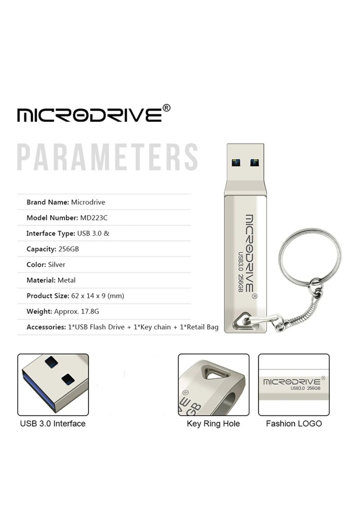 MicroDrive 128gb. Usb Flash Bellek 3.0 Metal Sağlam