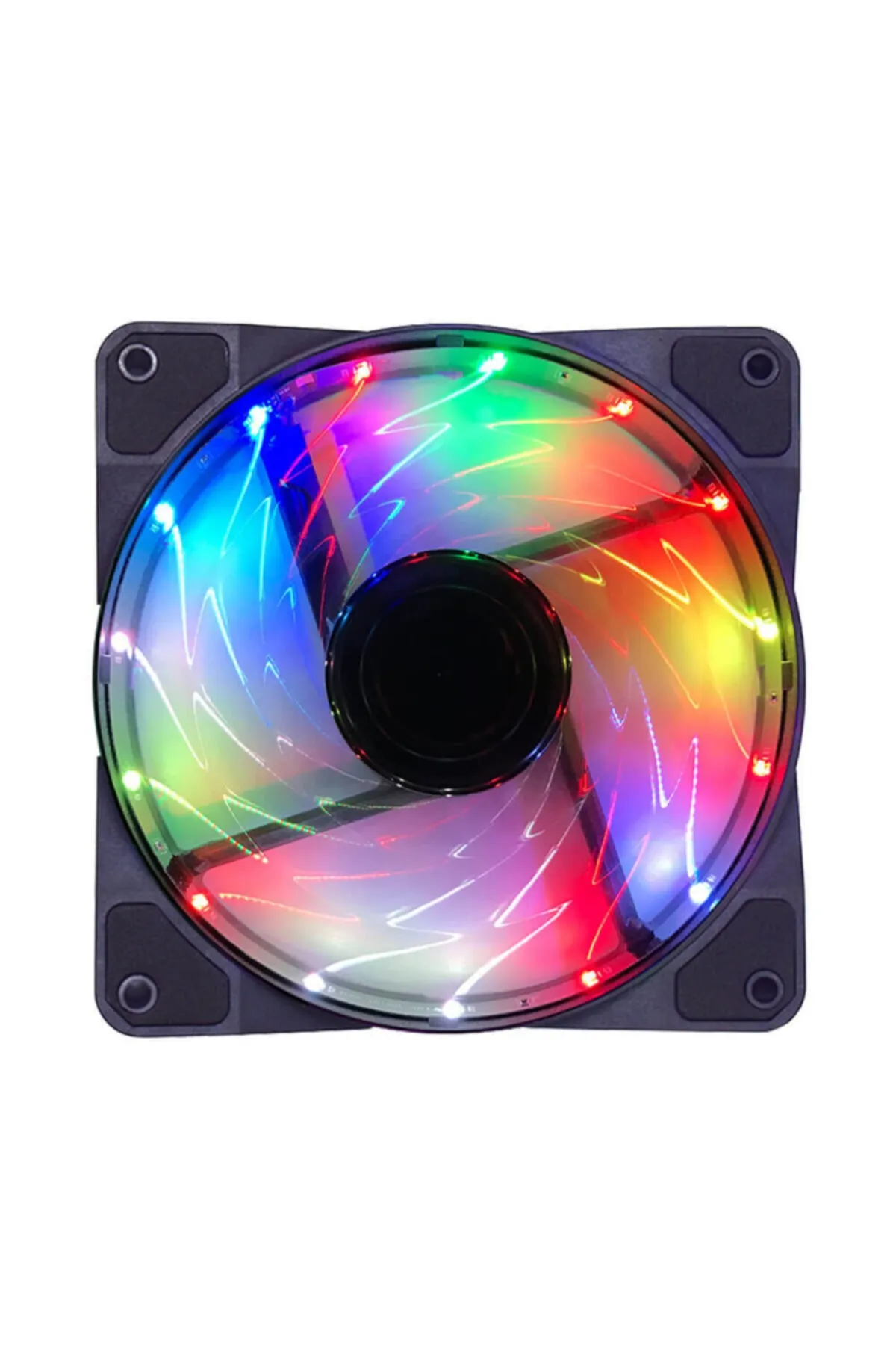 WOZLO 12cm Kasa Fanı 3d - 15 Led Rgb Soğutucu Fan Sessiz Renkli Işıklı Rainbow