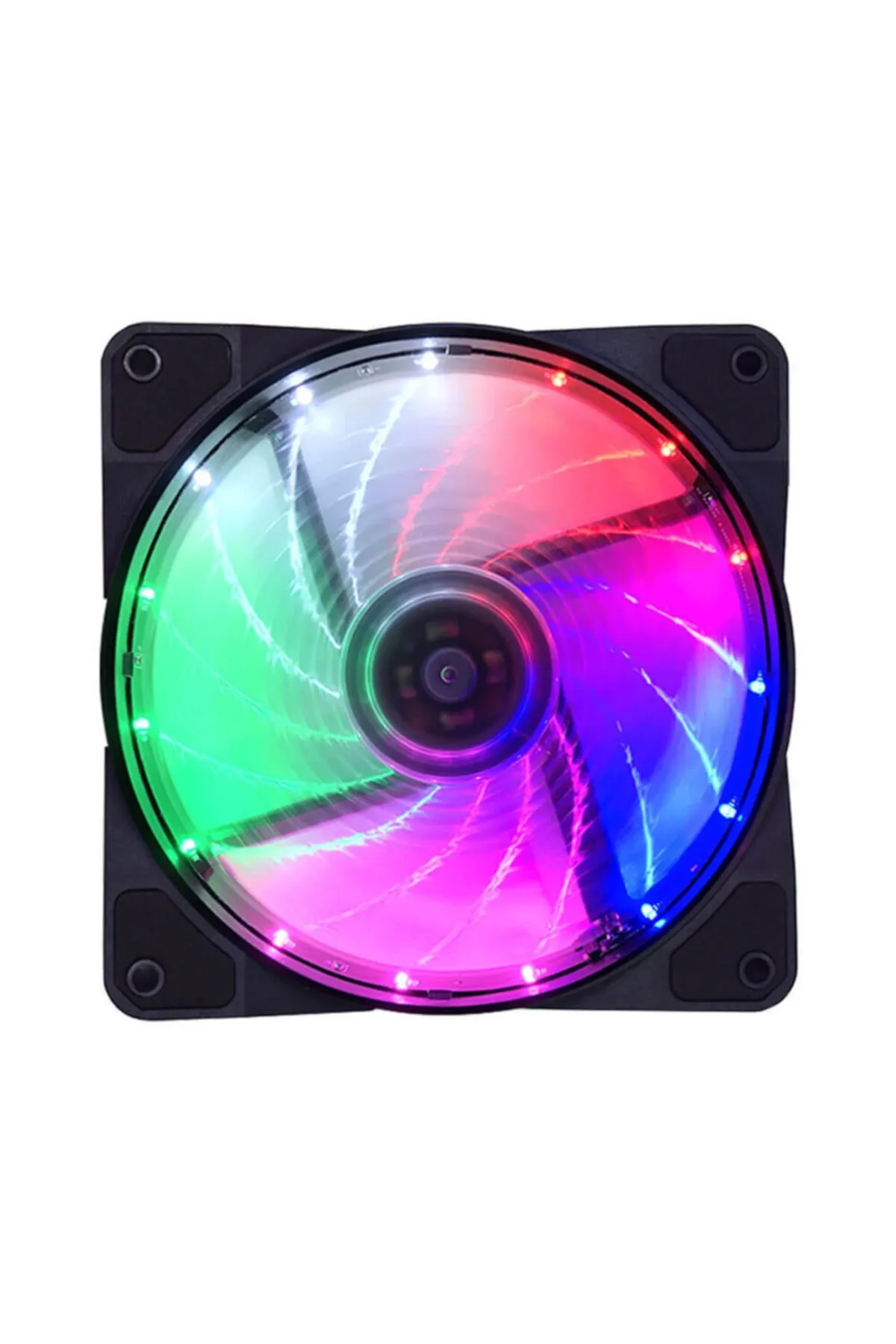 WOZLO 12cm Kasa Fanı 3d - 15 Led Rgb Soğutucu Fan Sessiz Renkli Işıklı Rainbow