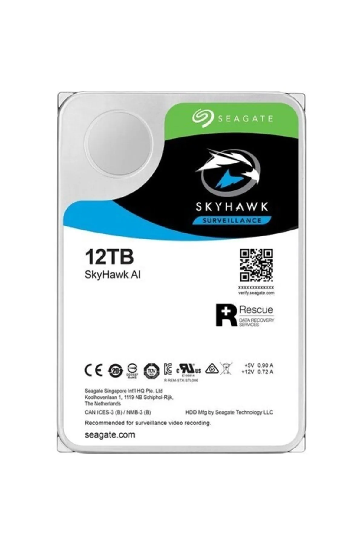 Seagate 12tb Skyhawk 3.5" 7200rpm St12000ve001 7-24 Harddisk