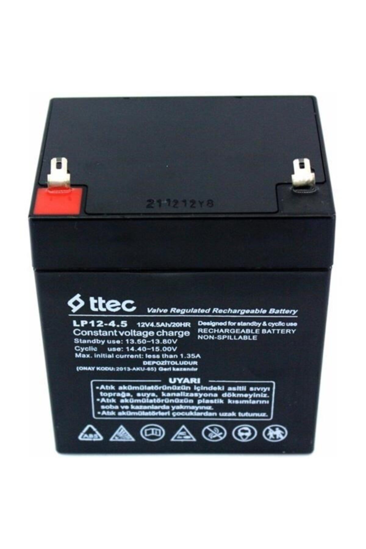 ttec 12v 4.5ah/20hr Valve Regulated Rechargeable Battary - 12 Volt 4.5 Amper Akü Şarj Edilebilir.