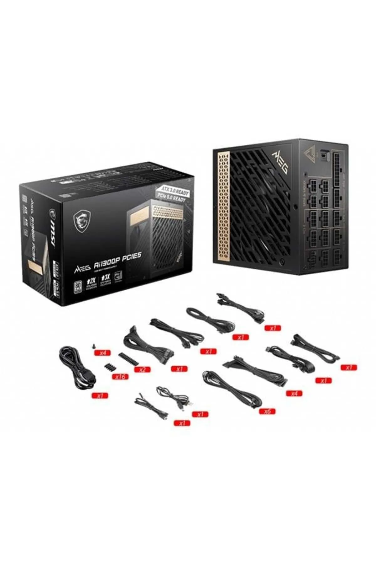 MSI 1300w 80 Platınum Meg Aı1300p Pcıe 5.0 Tam Modüler Power Supply