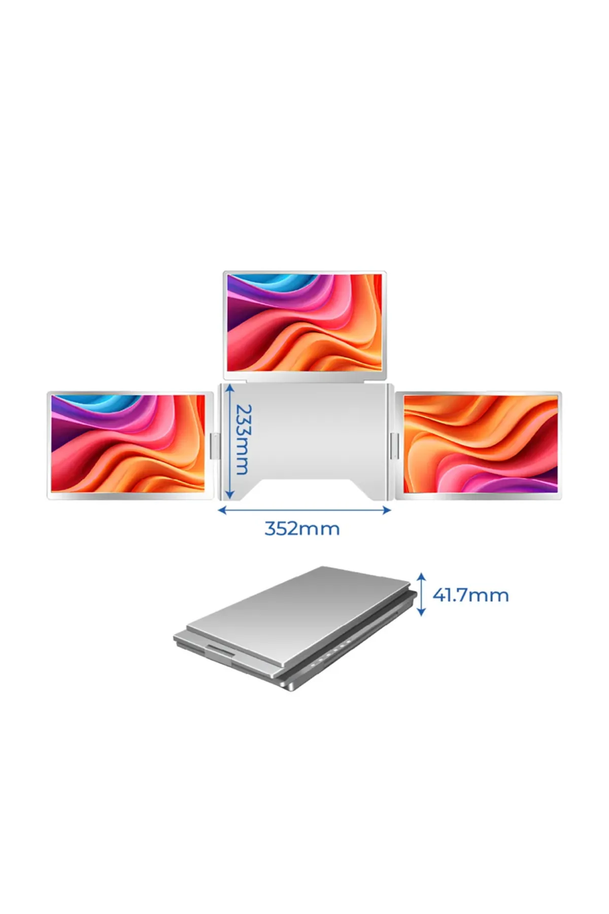 Trimonitör 14 İnç Üçlü Taşınabilir Çoklu Monitör (Sabit Panel)