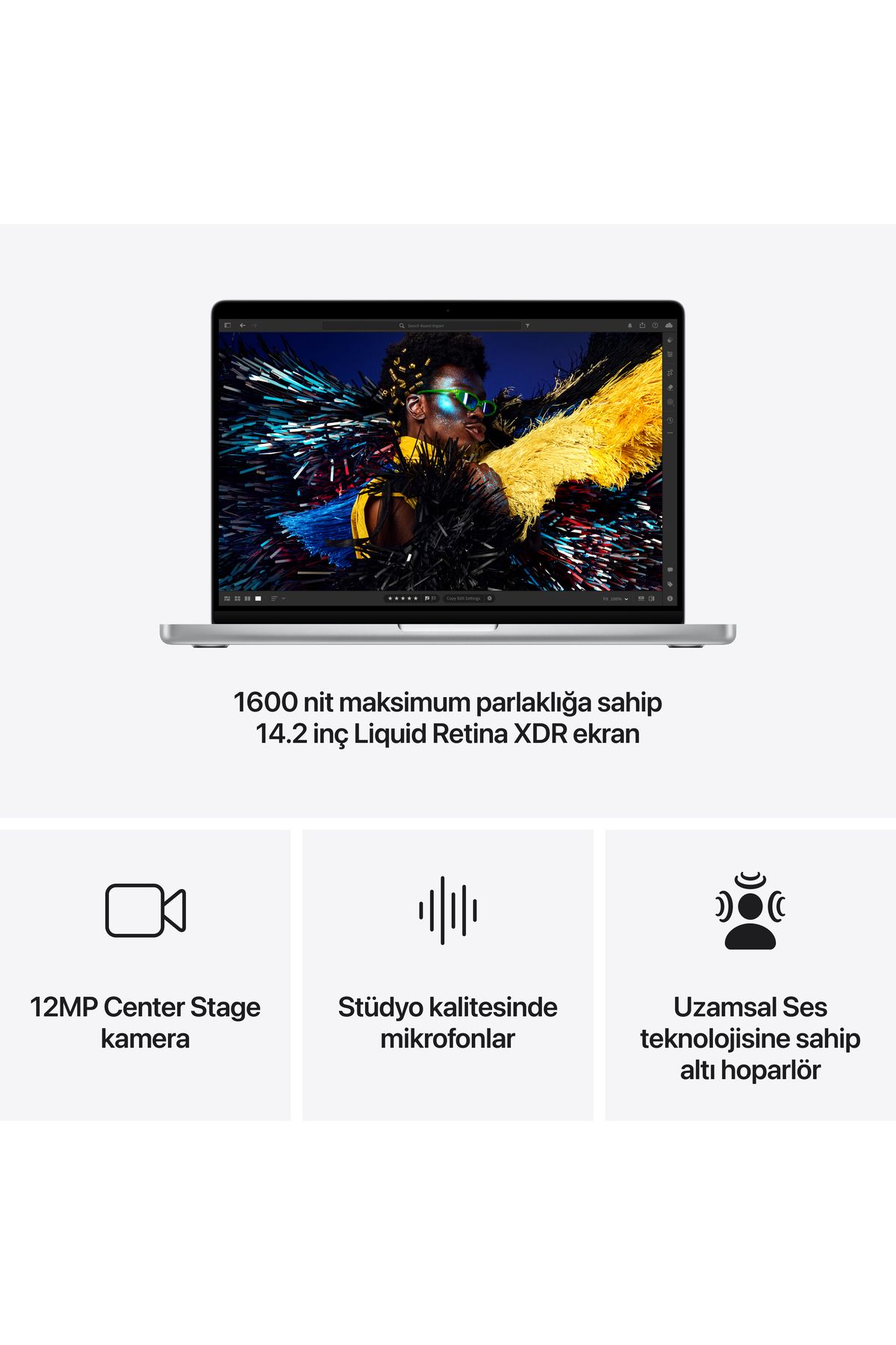 Apple 14-inch MacBook Pro: Apple M4 chip with 10?core CPU and 10?core GPU, 16GB, 1TB SSD - Gümüş