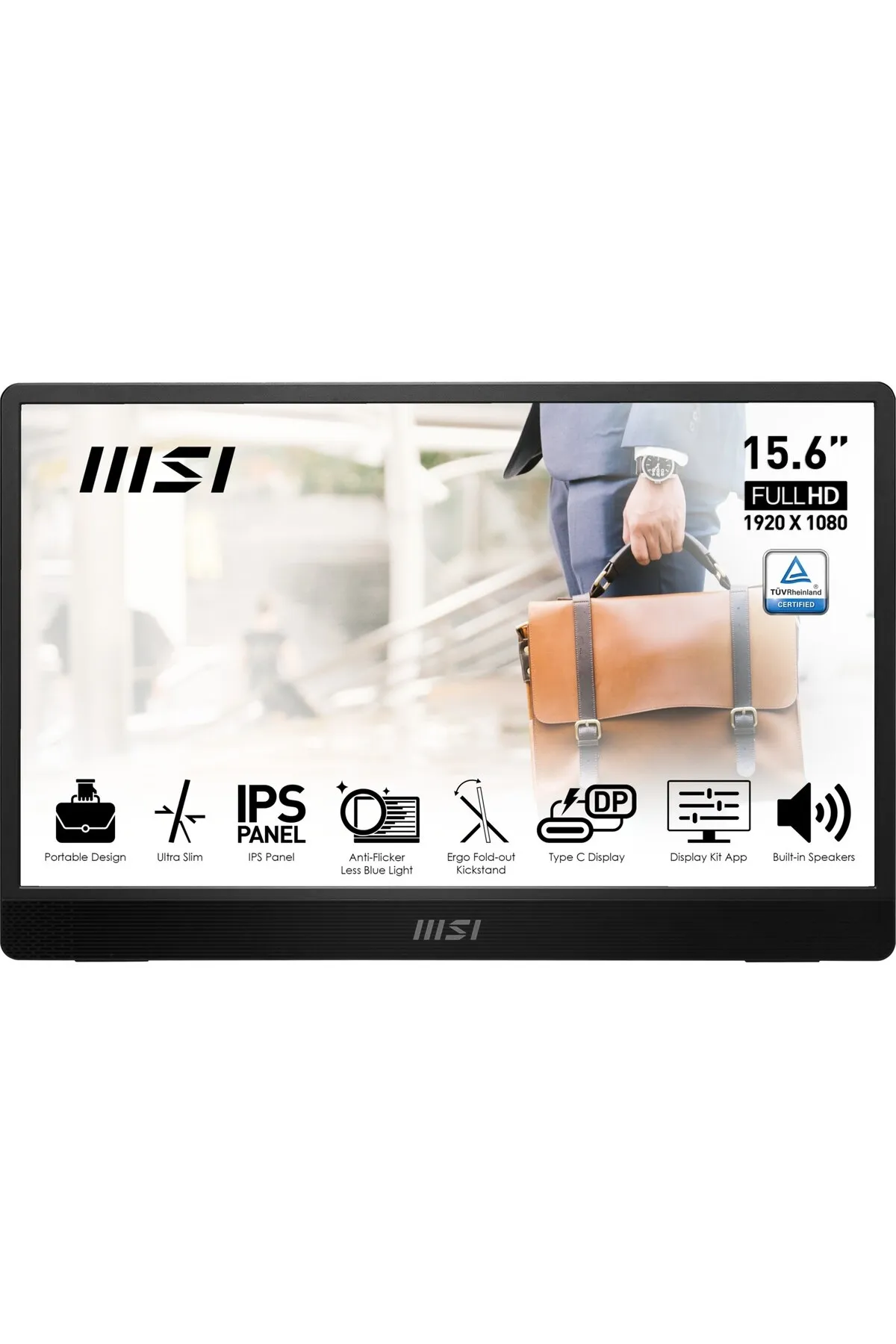 MSI 15.6" Pro Mp161 E2u 1920x1080 (FHD) 16:9 Flat Ips 60hz 4ms Adaptıve-sync Portatıf Monıtor