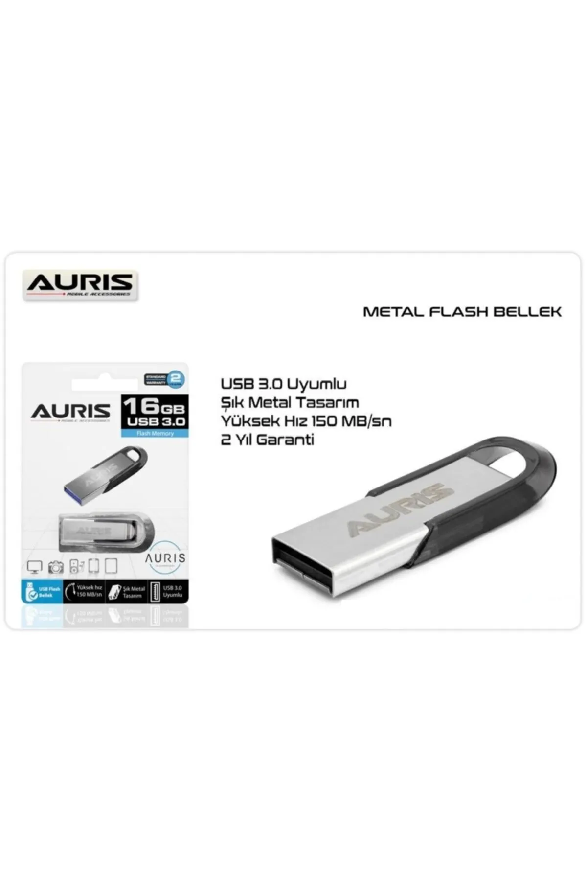 Auris 16 Gb Usb Flash Bellek 150mb/sn Hız Şık Metal Usb Bellek Flash Memory