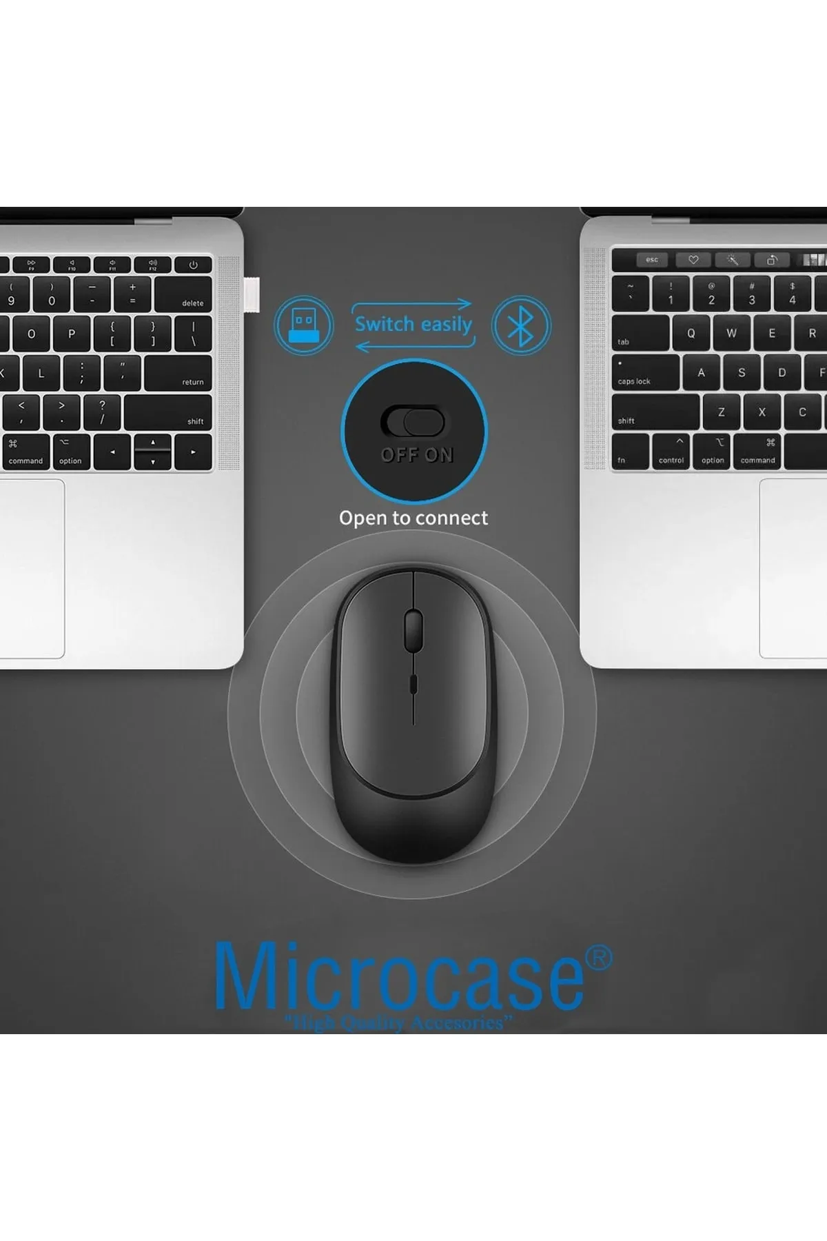 Microcase 1600 Dpı Şarj Edilebilir 2.4 Ghz Bluetooth Kablosuz Mouse - Al2674 Siyah