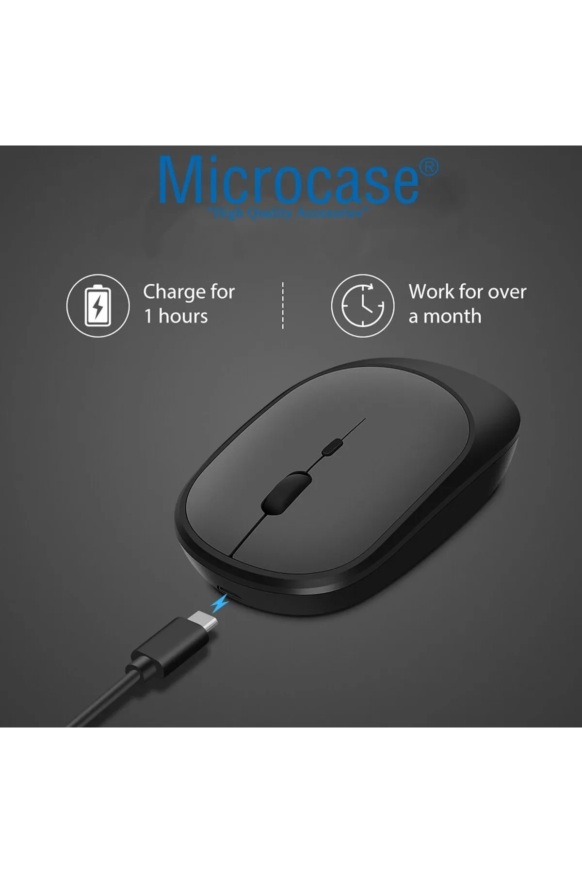 Microcase 1600 Dpı Şarj Edilebilir 2.4 Ghz Bluetooth Kablosuz Mouse - Al2674 Siyah