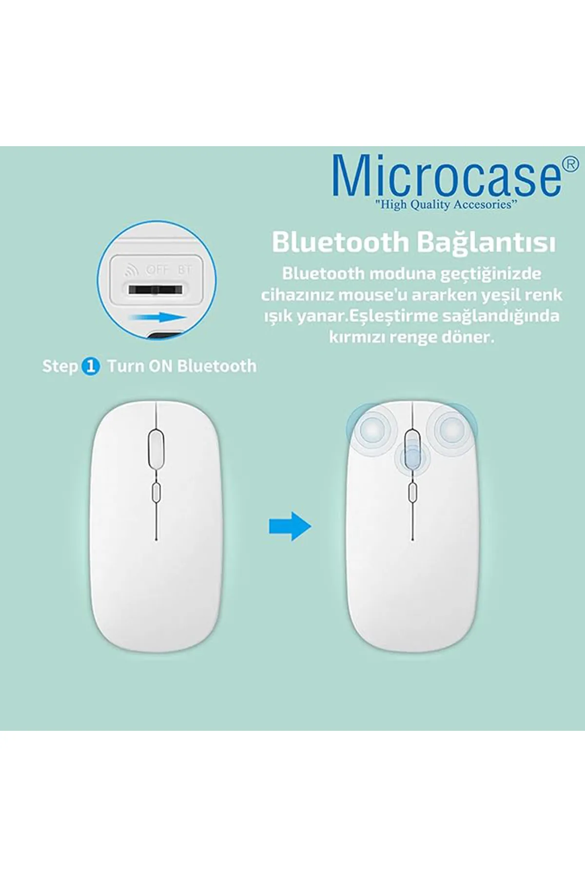 Microcase 1600 Dpı Şarj Edilebilir 2.4 Ghz Çift Modlu Bluetooth Kablosuz Mouse -Model Al2675