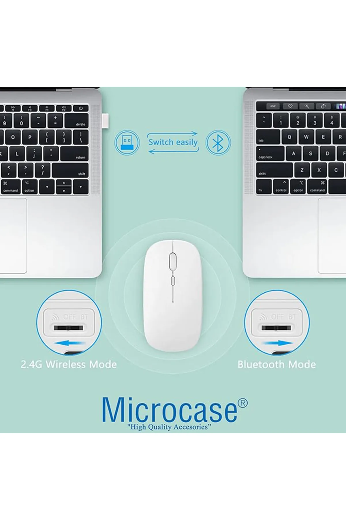 Microcase 1600 Dpı Şarj Edilebilir 2.4 Ghz Çift Modlu Bluetooth Kablosuz Mouse -Model Al2675