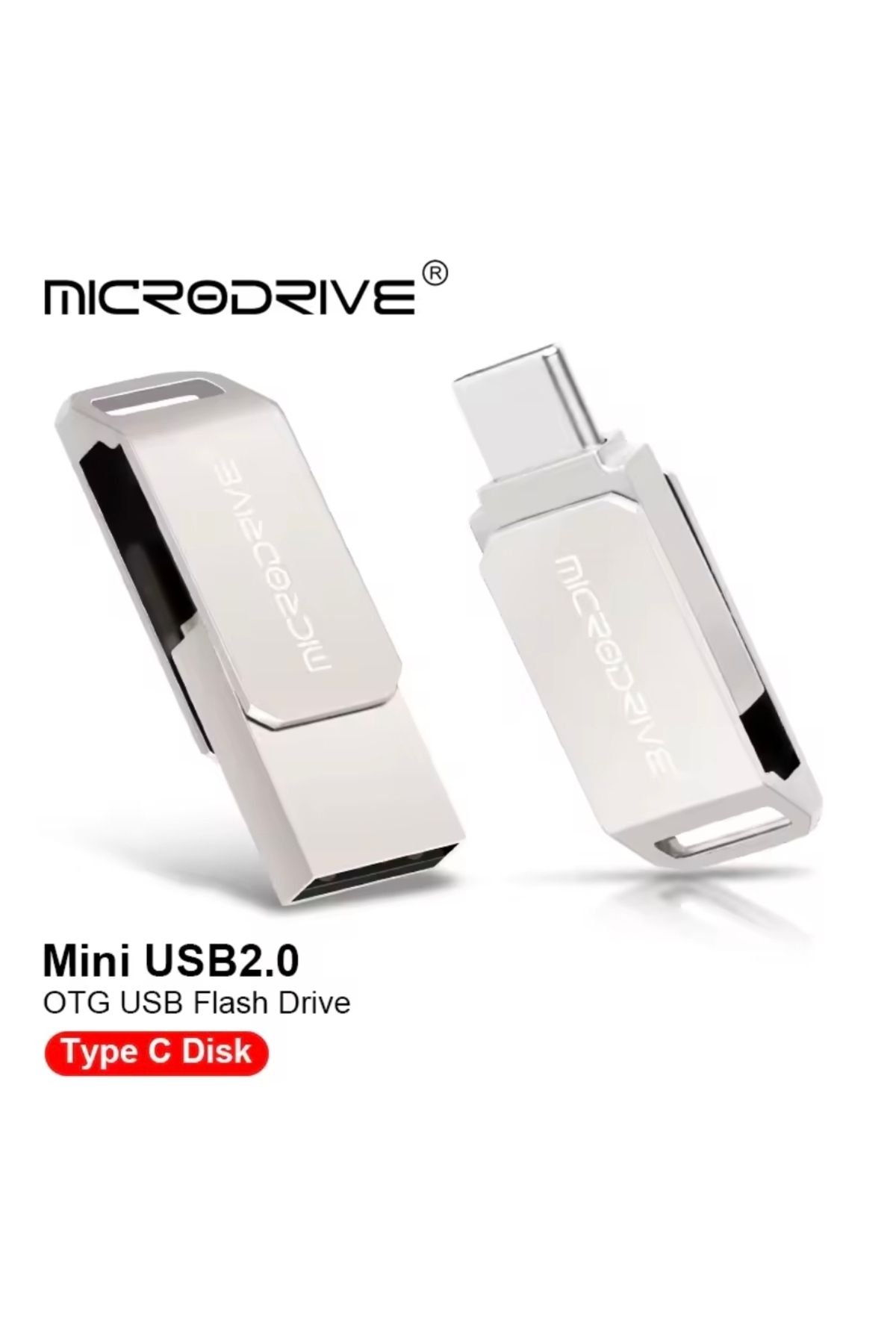 MicroDrive 16Gb.Type-C ve Usb 2.0 Usb Flash Bellek Çift Giriş Otg Metal