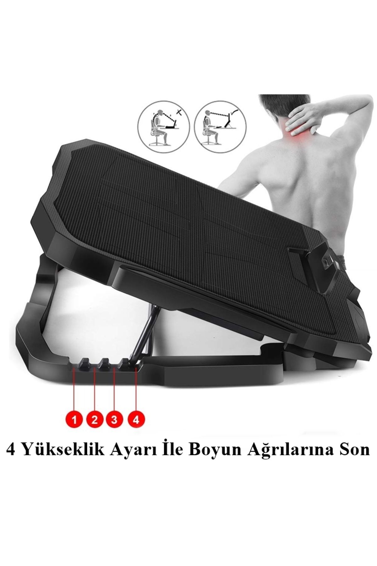 gaman 17 Inç Notebook Yükseltici Ultra Soğutucu Fan 4 Fan Işıklı Laptop Standı