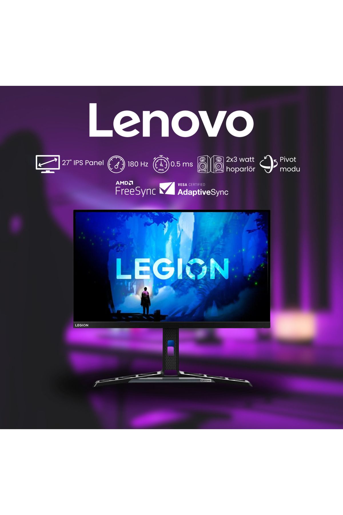 Lenovo 180Hz 0,5MS(MPRT) FreeSync™ OYUNCU MONİTÖR