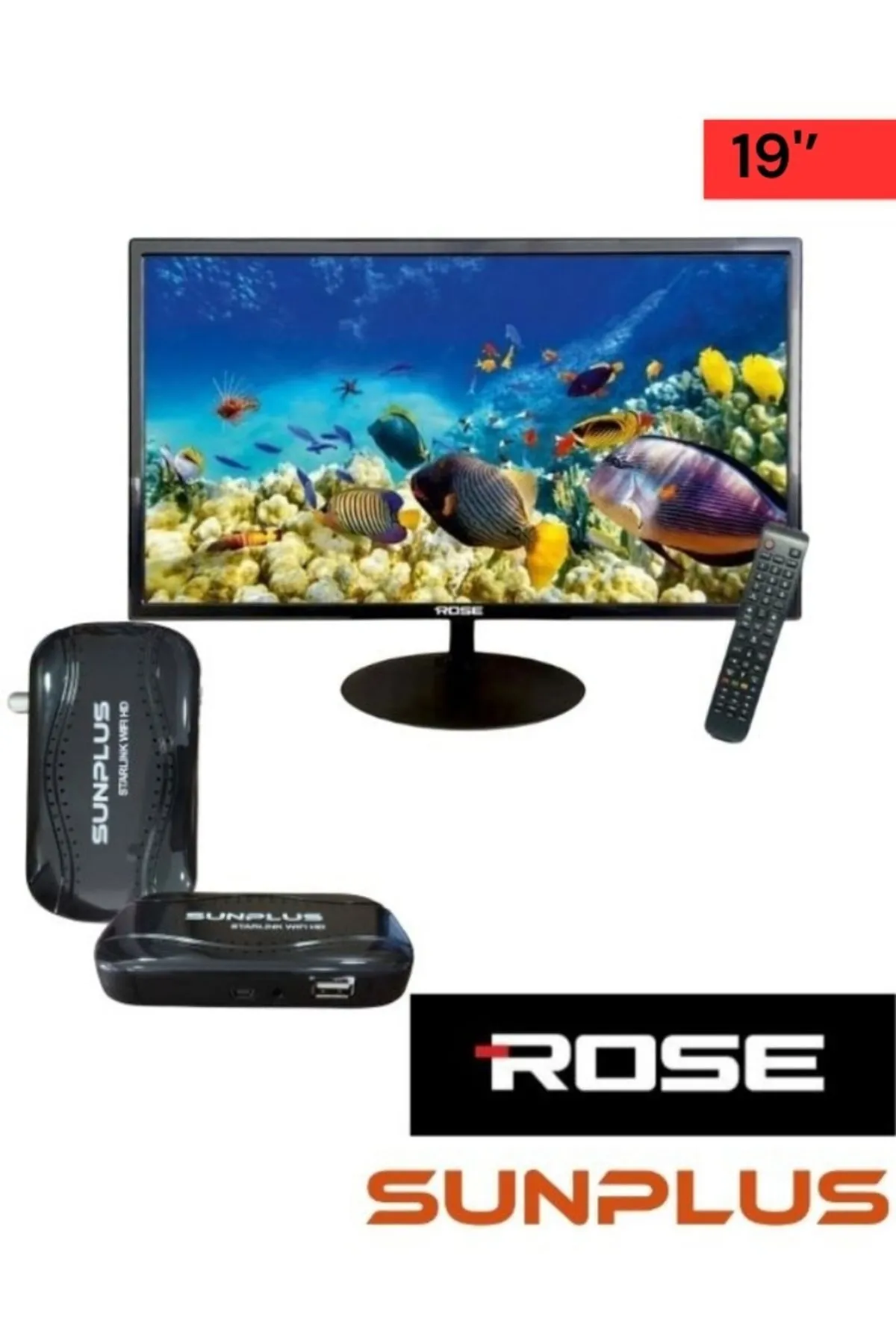 Rose 19" 49 Ekran Karavan - Tekne - Yat Lcd Monitör Tv Ve Sunplus Starlink Wifi Hd Uydu Alıcısı Cm-119