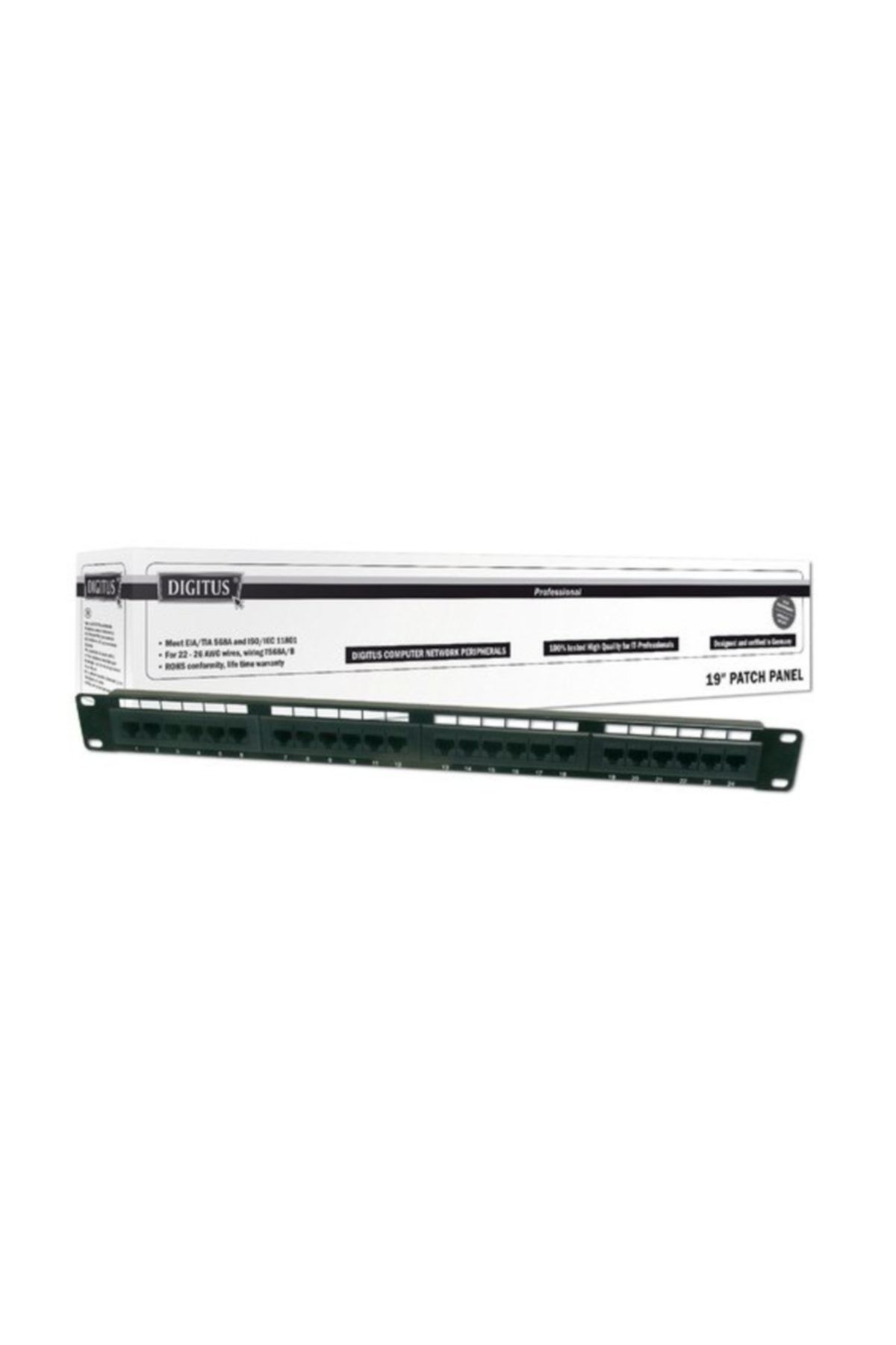 Assmann 19 Inch 24 Port Cat-5E UTP Patch Panel, 50 ? (Mikron), Altın Kontak, Zırhsız