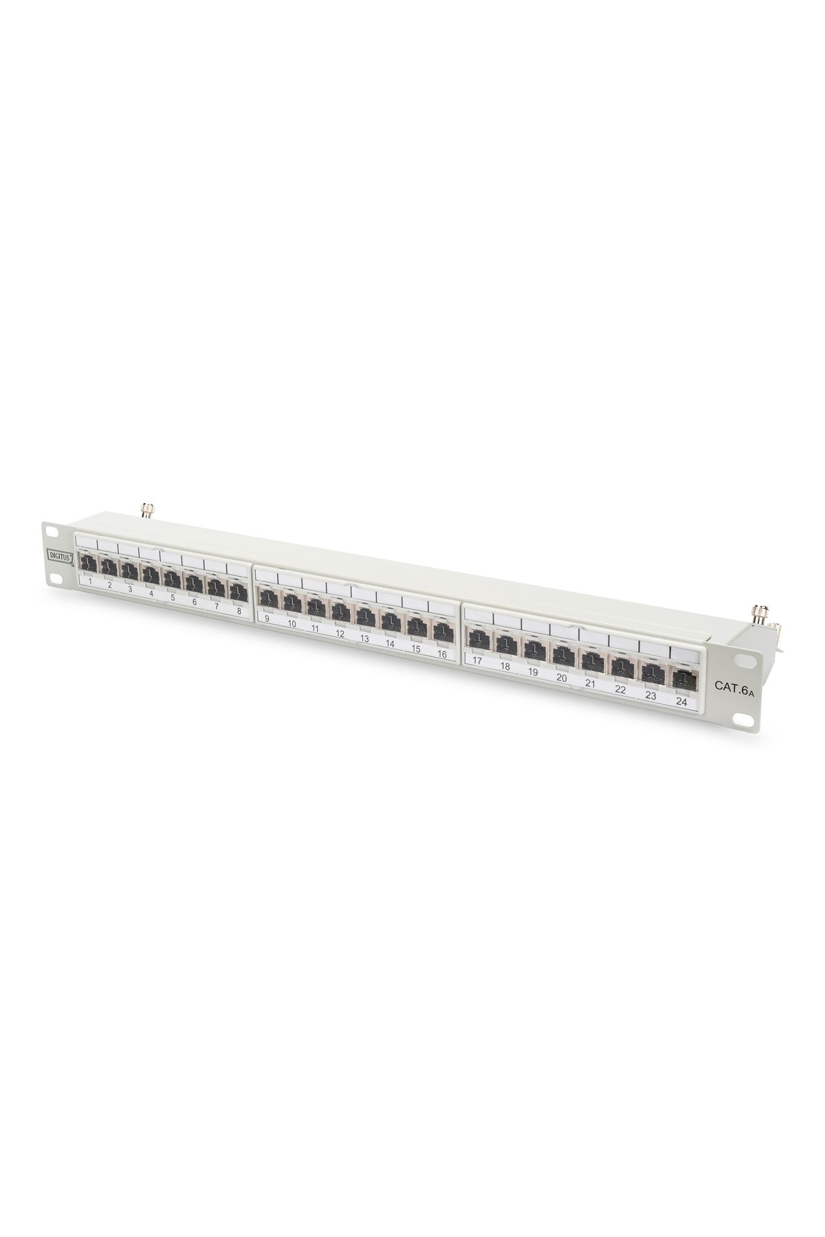 Digitus 19 Inch 24 Port Cat-6a EA Sınıfı Uyumlu FTP Patch Panel, Zırhlı, 1U, tozdan korumak için