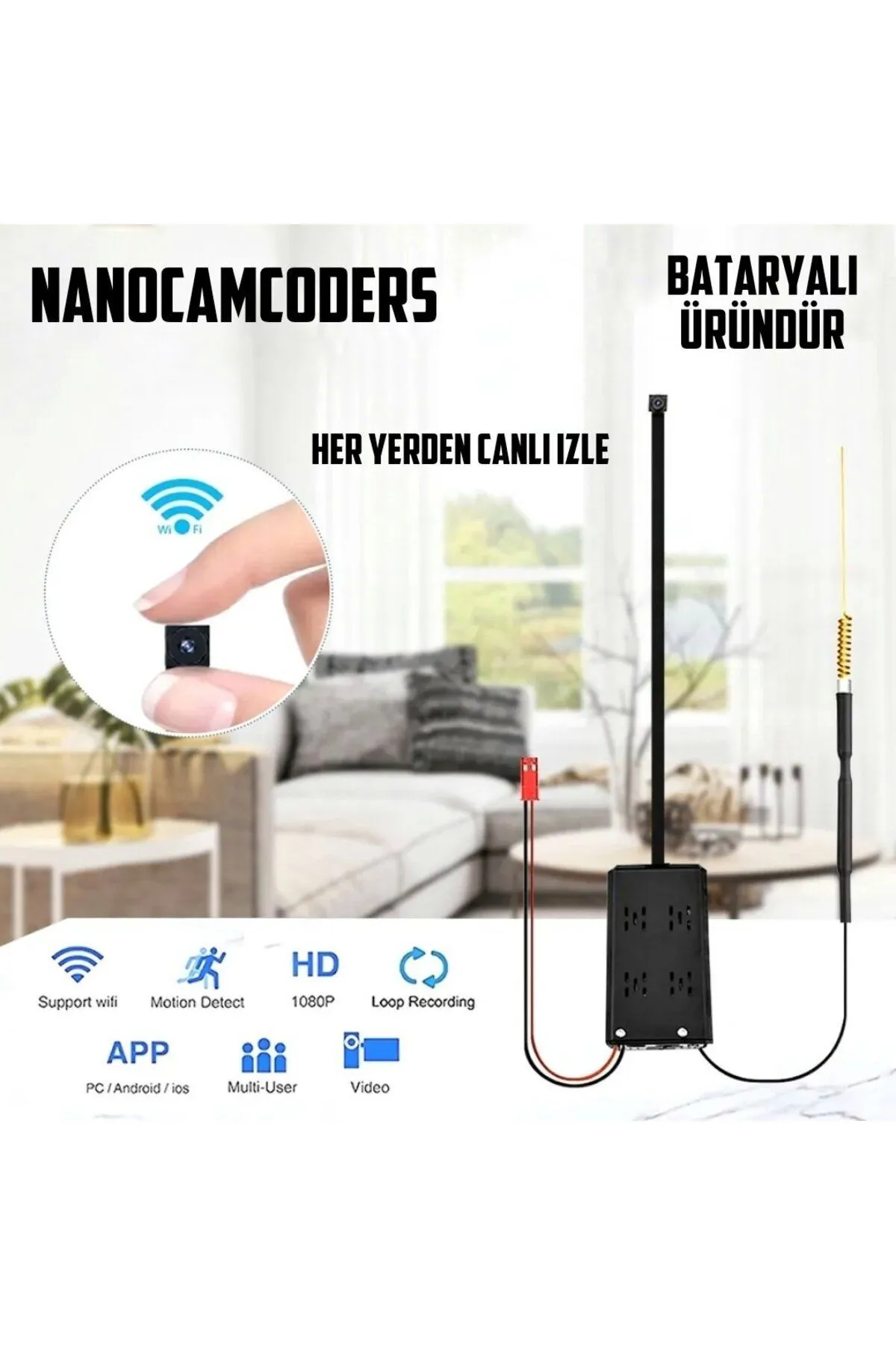 Nanocamcoders 1k ° 1080p Gizli Mini Wifi Güvenlik Kamerası Mikro Gözetleme Video Güvenlik Gizli Kamera wgk01