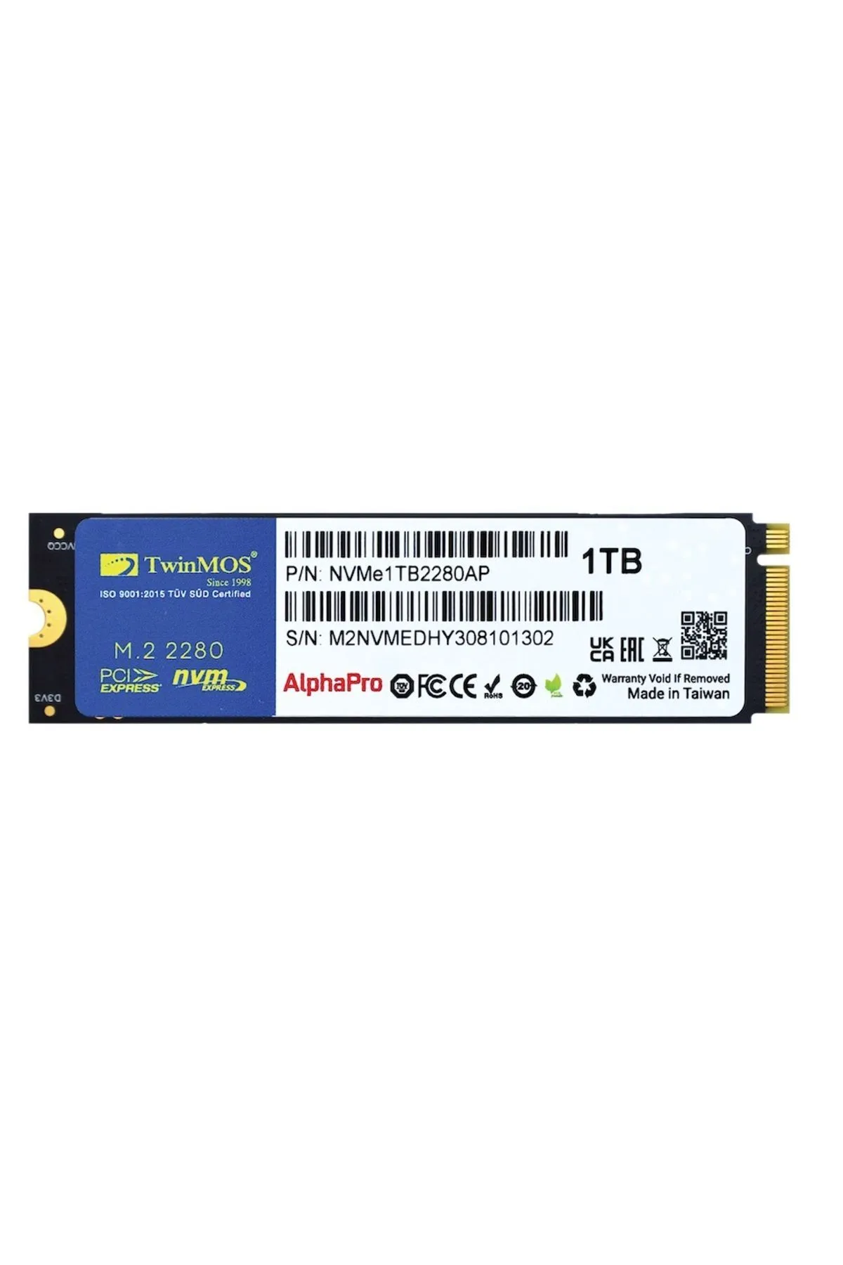 TwinMOS 1TB 3600/3250Mb/s M2 PCIE GEN3 NVME SSD NVMe1TB2280AP 3D-NAND