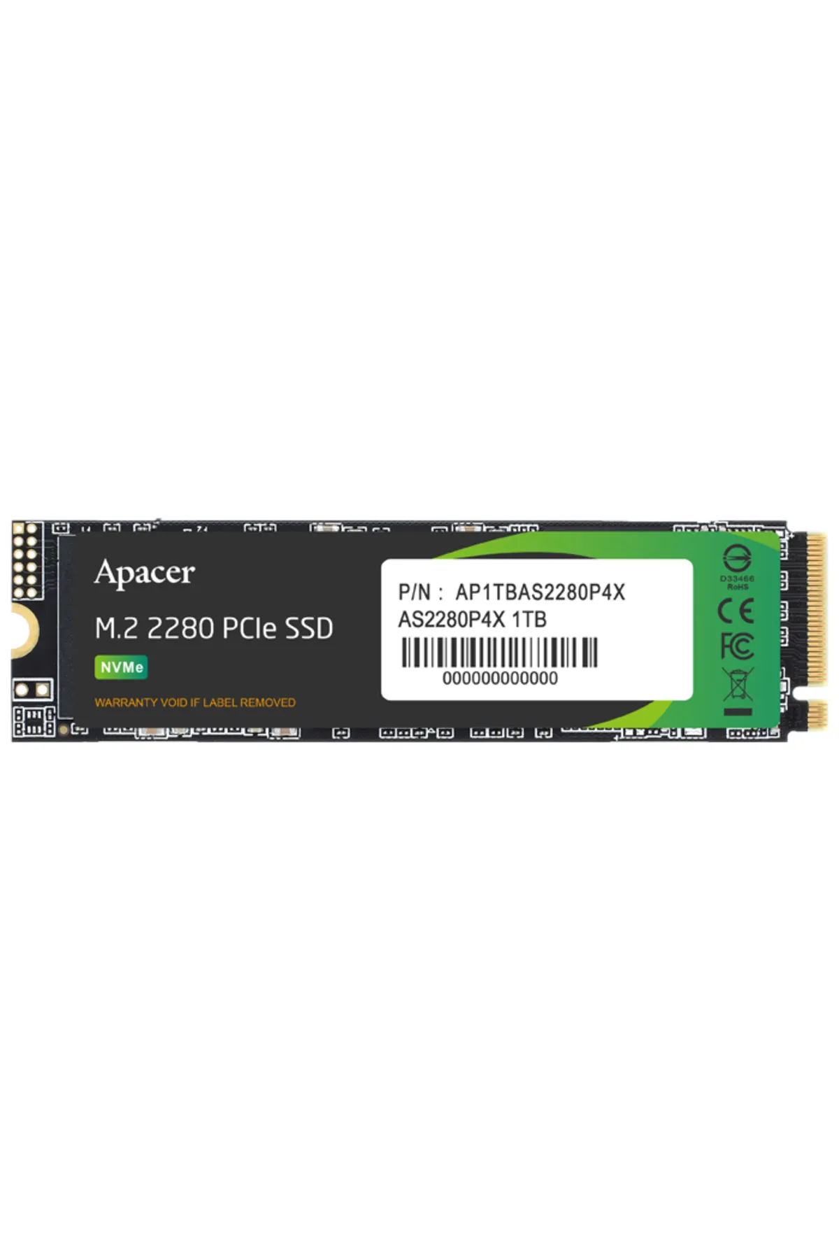 Apacer 1TB AS2280P4X 2100-1700MB-s NVMe PCIe M.2 SSD Disk (AP1TBAS2280P4X-1)