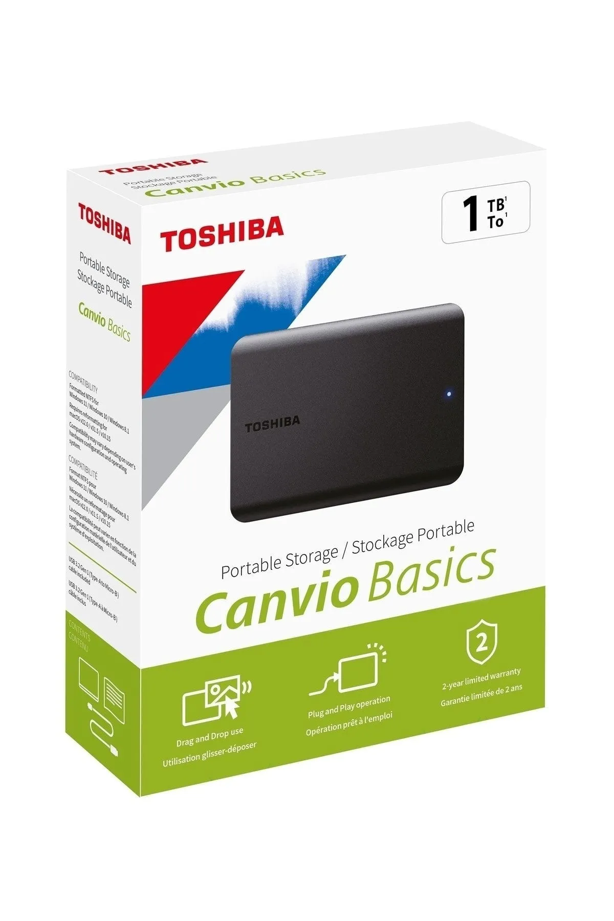 Toshiba 1tb Canvio Basic 2.5" Gen1  Uyumlu Siyah Hdtb510ek3aa Harici Taşınabilir Harddisk