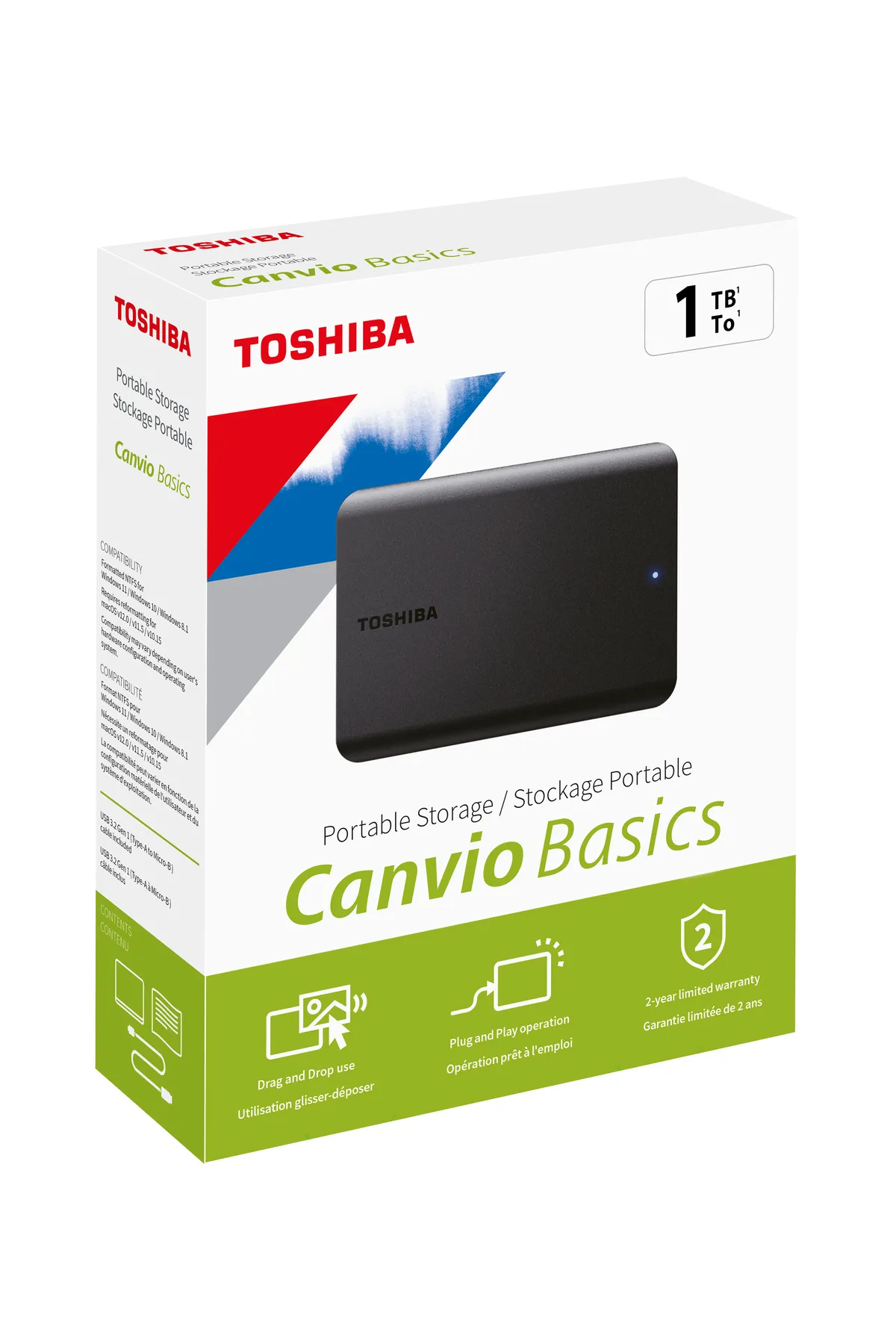 Toshiba 1TB Canvio Basics 2.5&quot; USB3.2 TOSHIBA HDTB510EK3AA (USB2.0 Uyumlu)