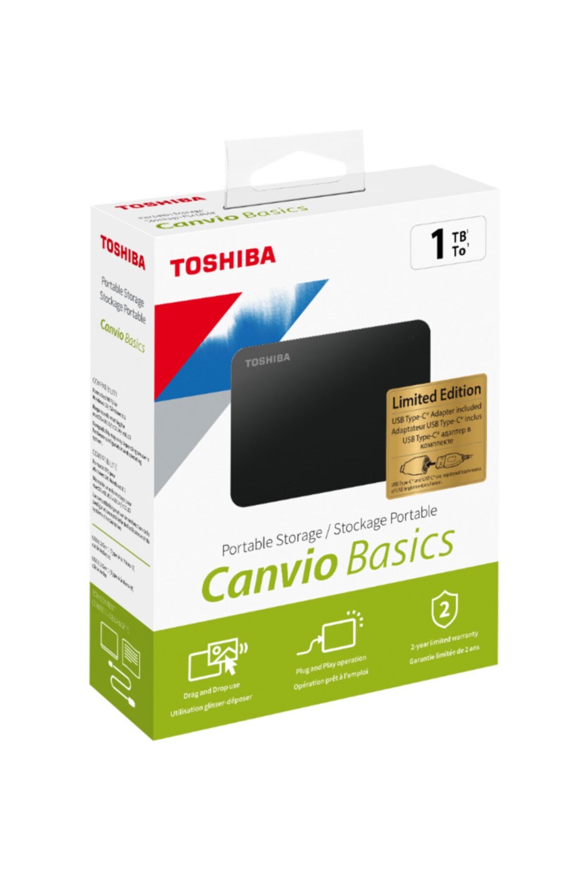 Toshiba 1tb Toshıba Canvio Basics 2.5’’ Usb3.2 Gen1 + Type-c Adaptör Hdtb410ek3ab