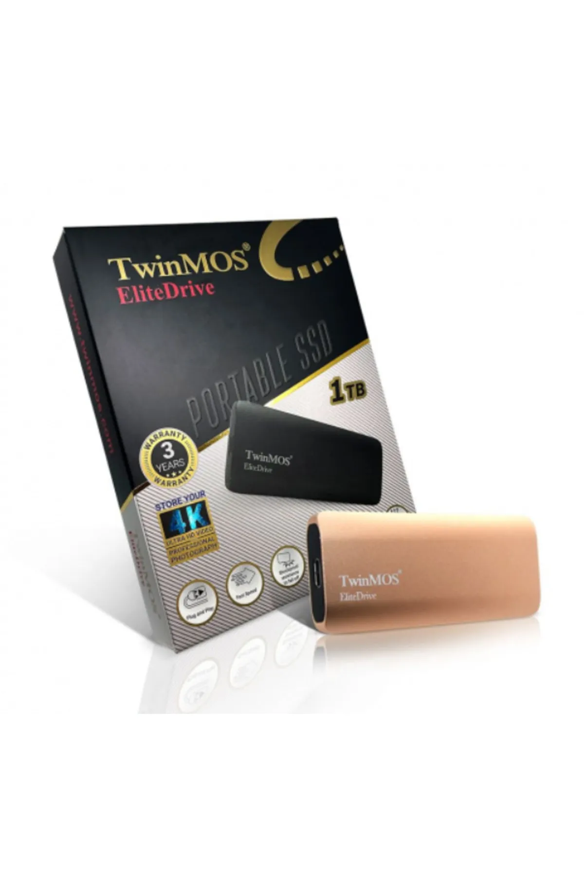 TwinMOS 1TB USB 3.2/Type-C PSSDGGBMED32-G Gold Taşınabilir SSD Disk