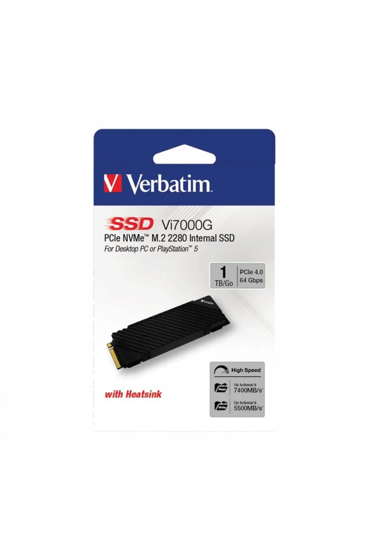 Verbatim 1TB Vi7000G Internal PCIe NVMe M.2 GEN4 SSD (7400MB Okuma/5500MB Yazma)