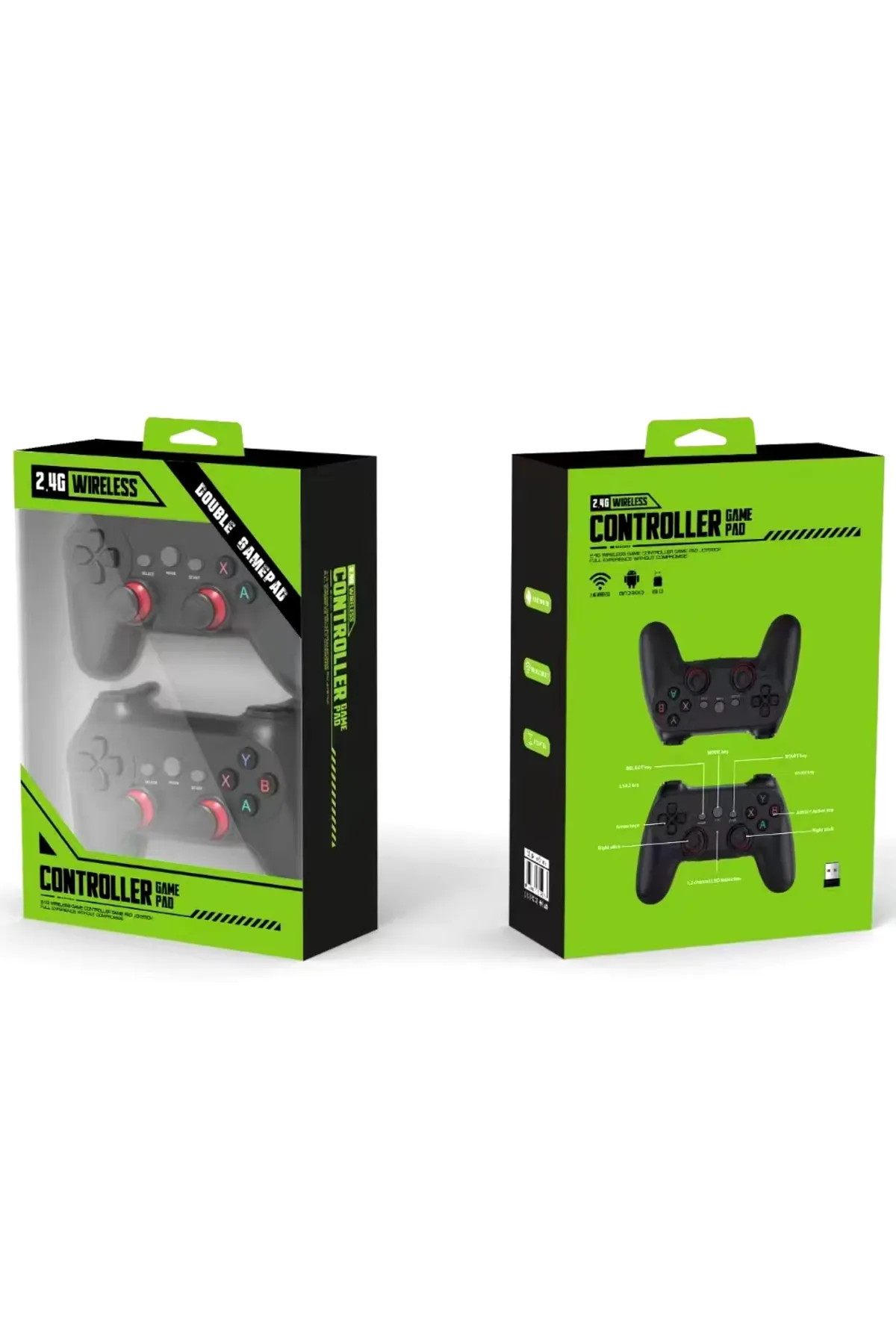 Coverzone 2 Adet 2.4g Kablosuz Pilli Gamepad Pc Uyumlu Joystick Wireless Oyun Kolu Şık Tasarım 0019