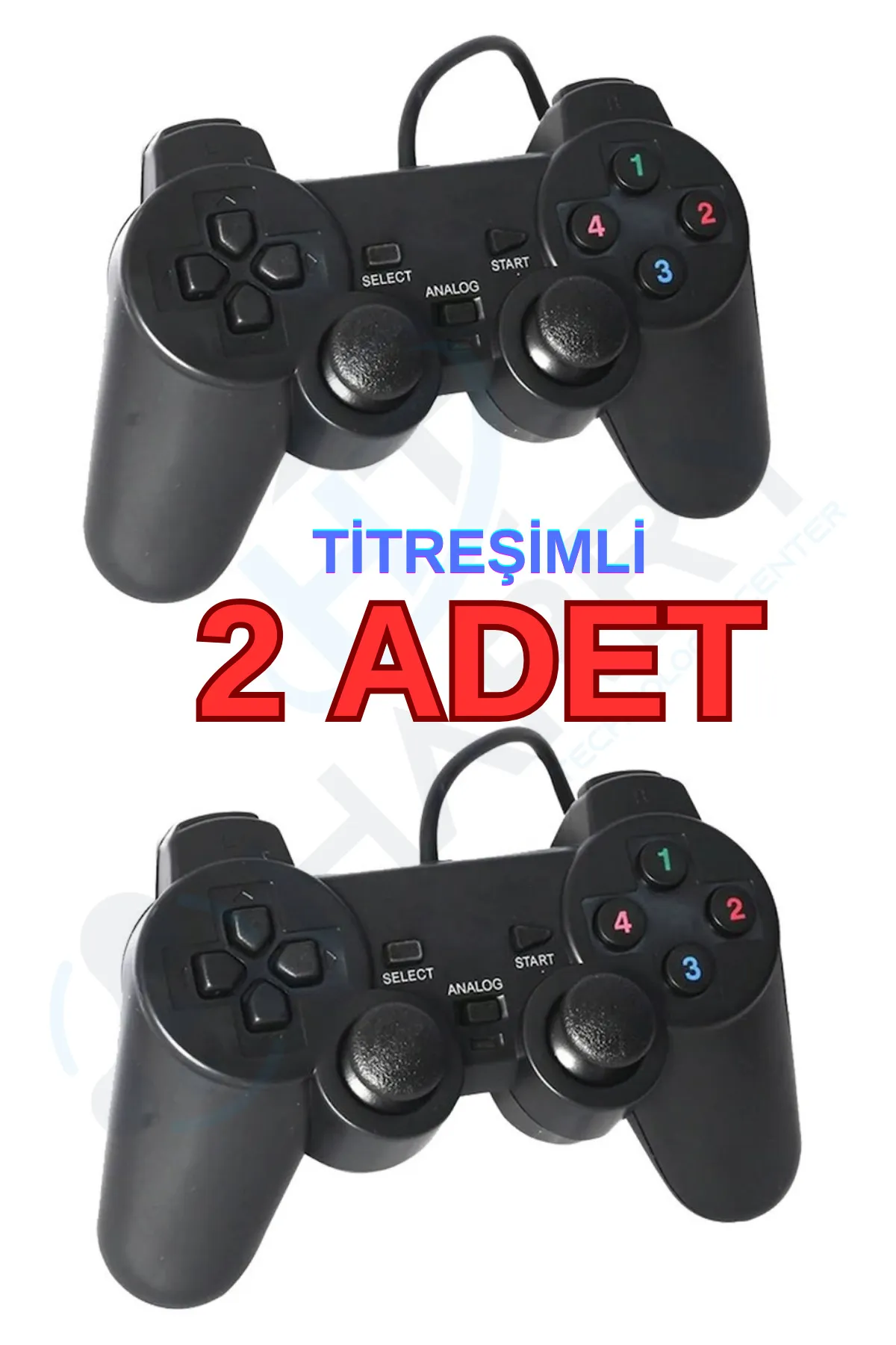 harry 2 Adet Pc/Ps3 Uyumlu 1.8 Metre Kablolu Çift Motor Titreşimli Joystick-Oyun Konsolu Play Station Kolu