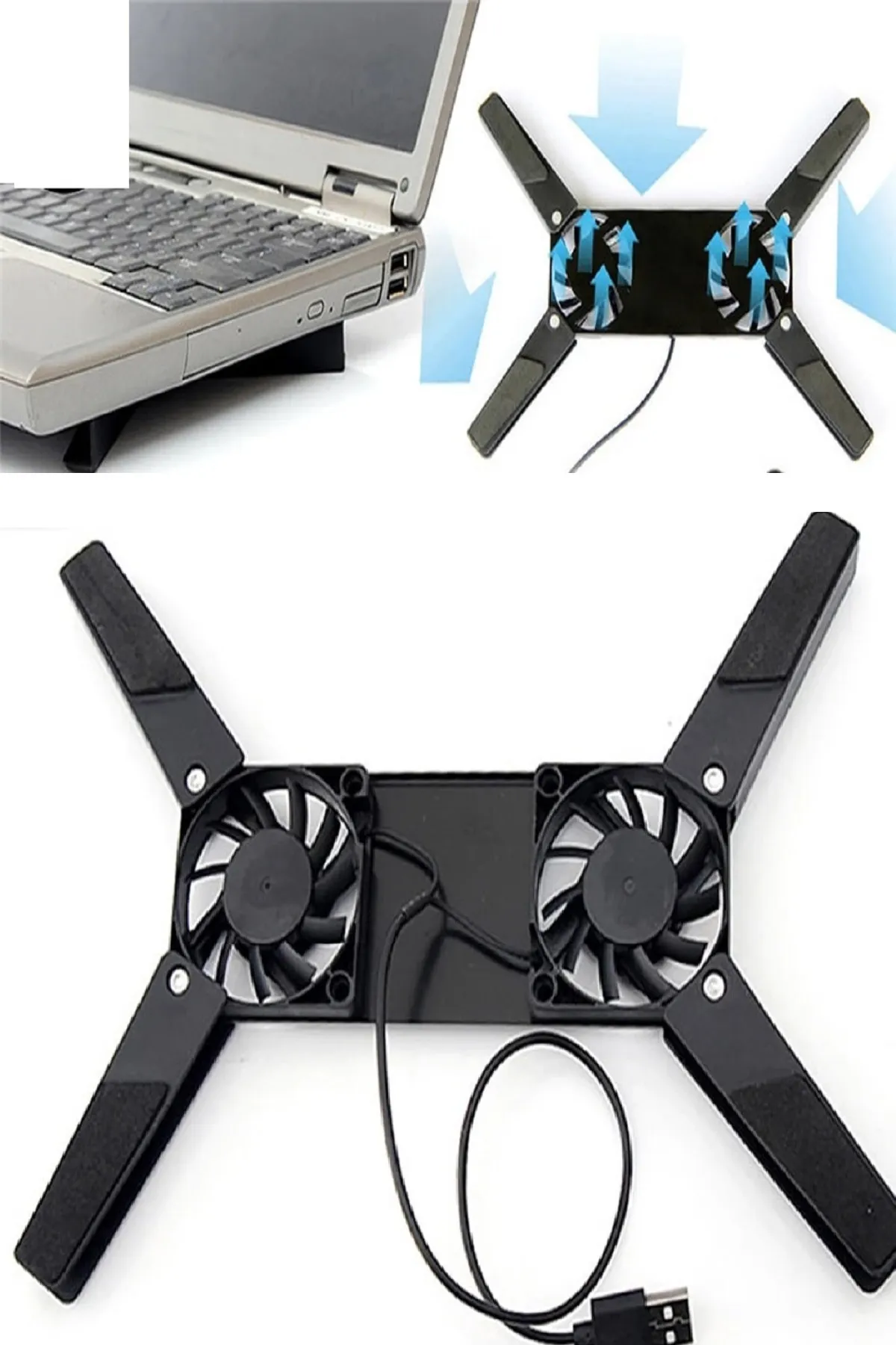 SKIRTIST 2 Fanlı Notebook Soğutucu Portatif Katlanabilir Laptop Soğutucu Fan Usbli Stand Bilgisayar Fanı