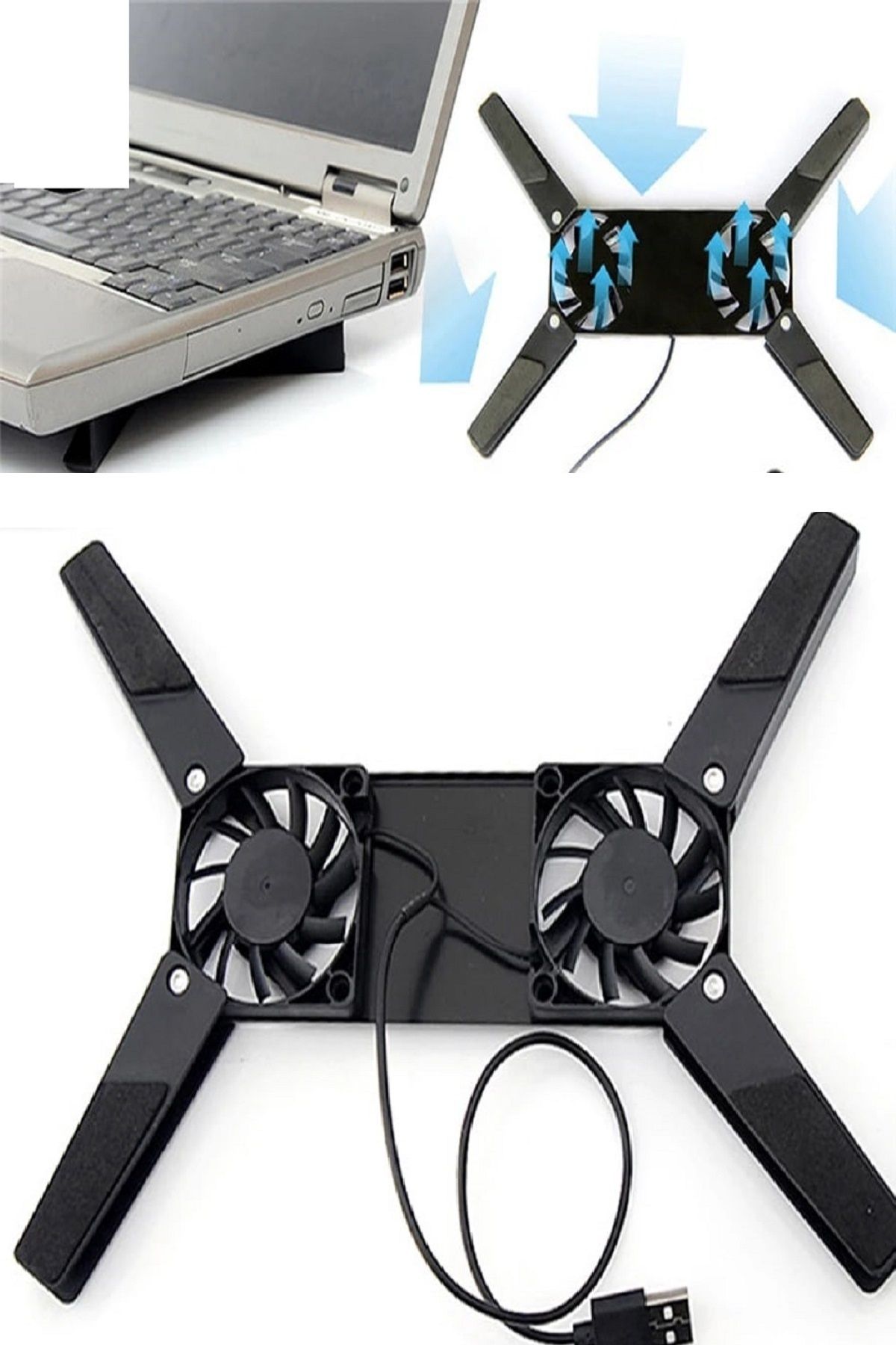 OZCMAX 2 Fanlı Notebook Soğutucu Portatif Katlanabilir Laptopp Soğutucu Fan Usbli Stand Bilgisay (rd)