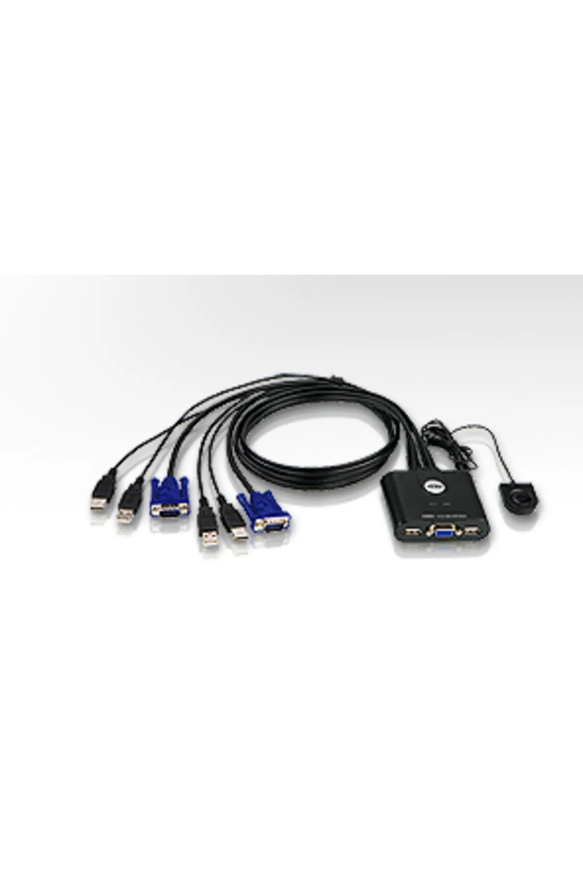 Aten 2 Port USB VGA KVM (Keyboard/VideoUyumlu Monitor/Mouse) Switch, Masaüstü Tip, KVM bağlantı kablosu