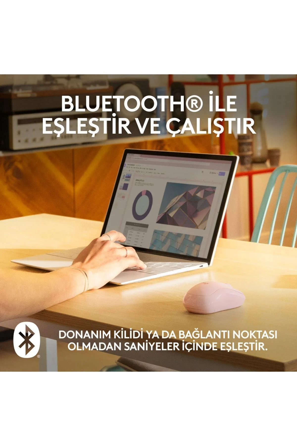 Logitech 2 Yıl M240 Sessiz Kompakt Kablosuz Bluetooth Mouse - Pembe Optik Pembe Resmi Distribütör Garantili