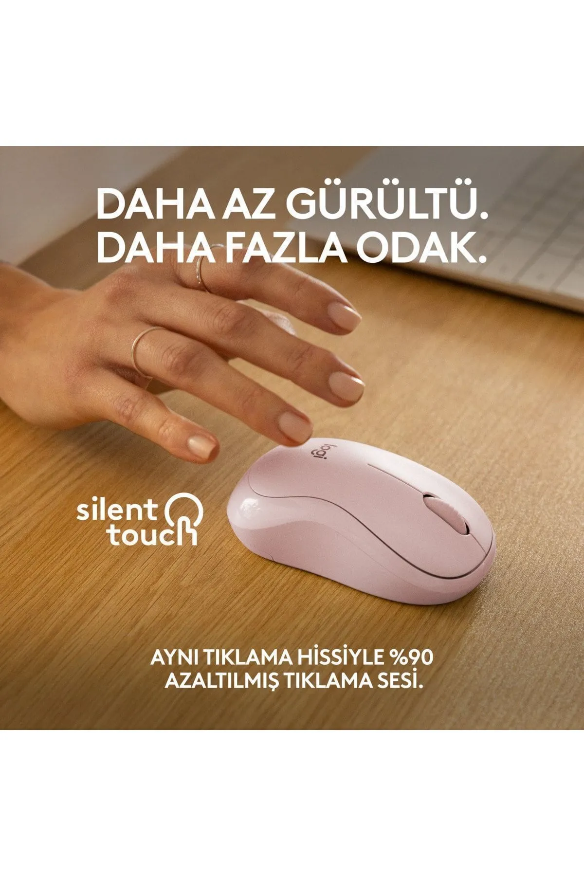 Logitech 2 Yıl M240 Sessiz Kompakt Kablosuz Bluetooth Mouse - Pembe Optik Pembe Resmi Distribütör Garantili