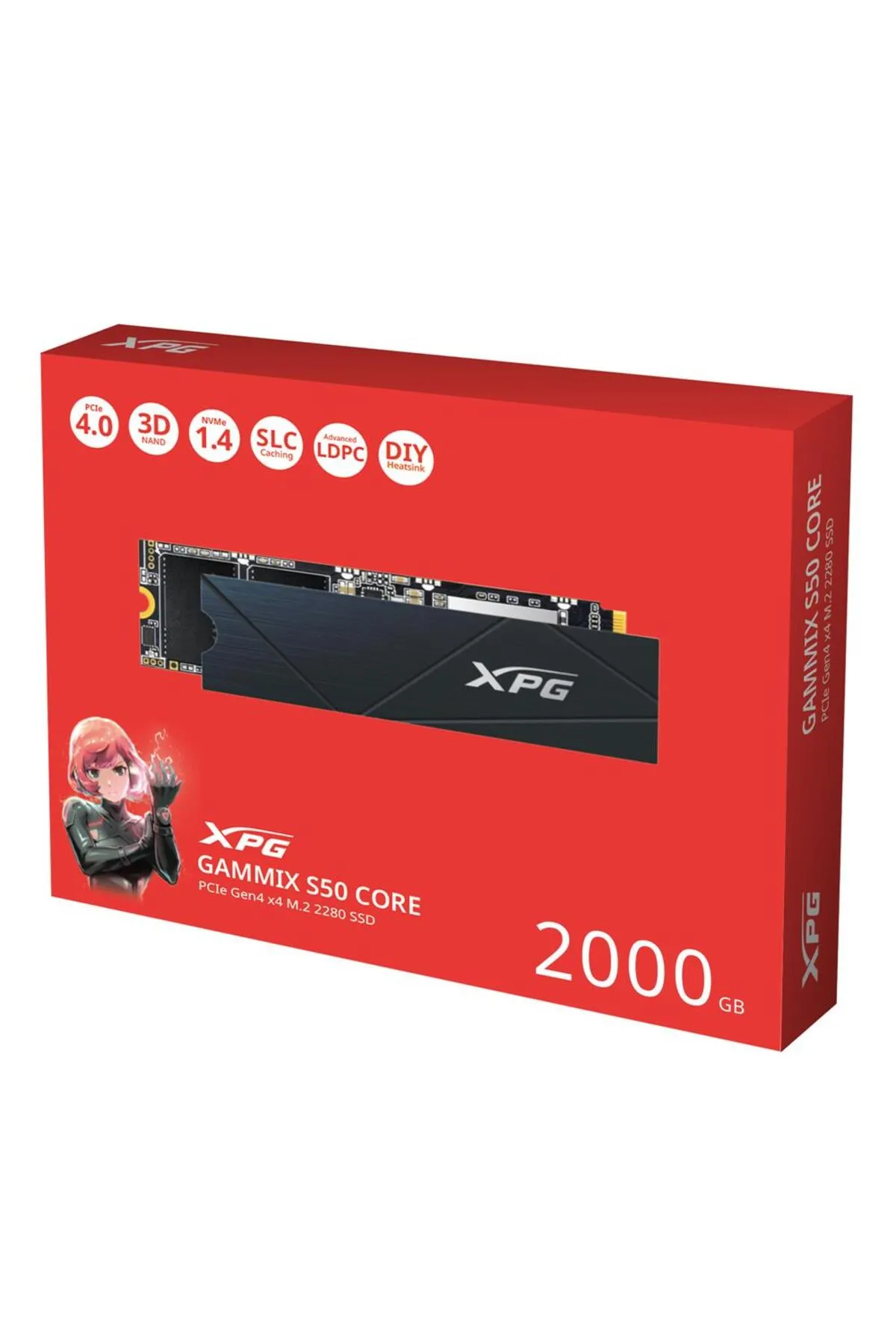 XPG 2000GB Gammix S50 Core 3500MB-s-2800MB-s PCIe Gen4 x4 M.2 2280 Ssd Harddisk